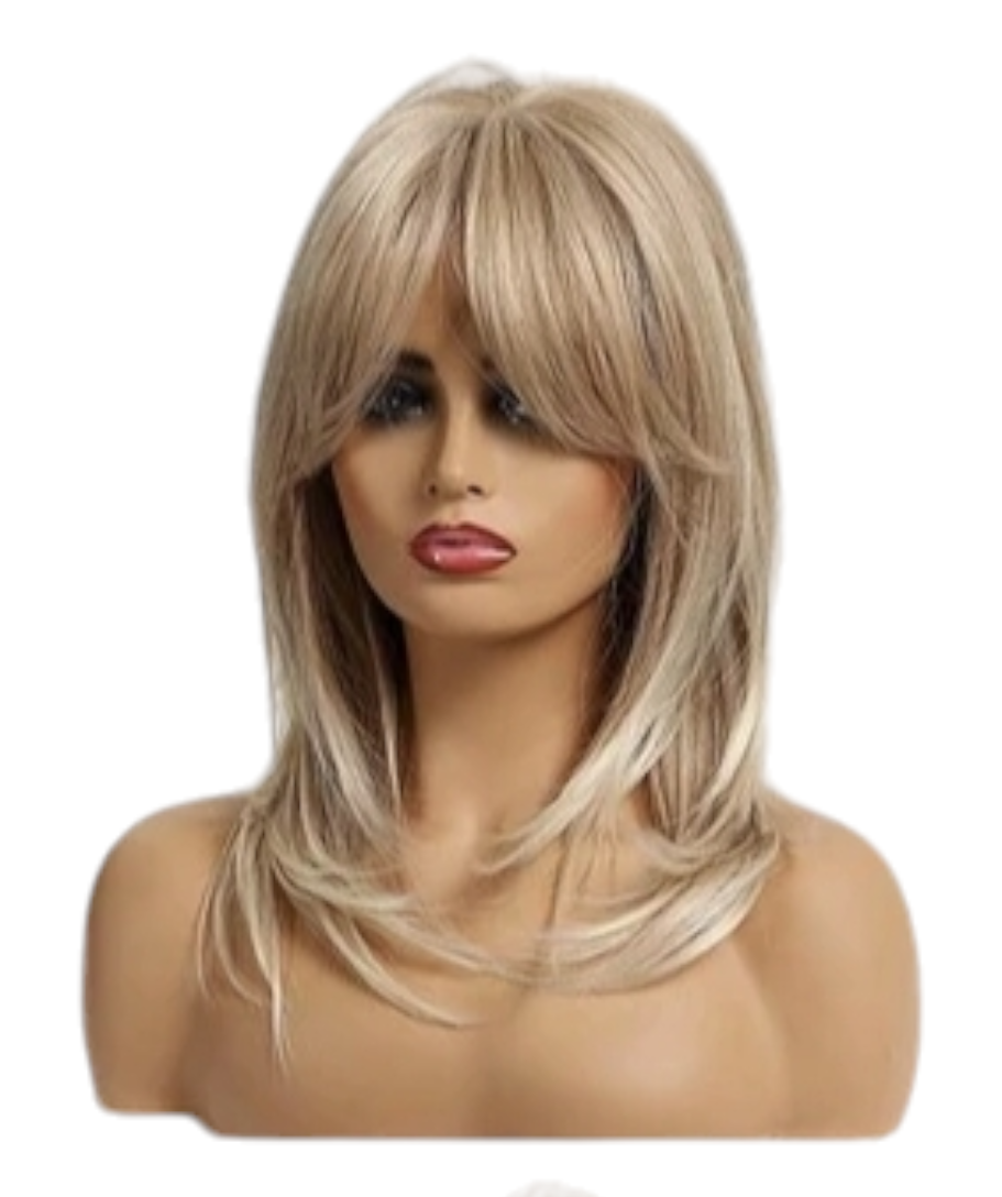 Golden Tipped Blonde Face Framing Shoulder Length Wig. Alure