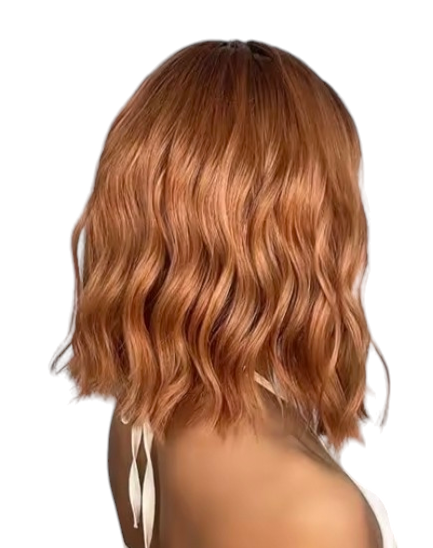 Amber Wavy Bob Cut Wig With Fringe. Ella