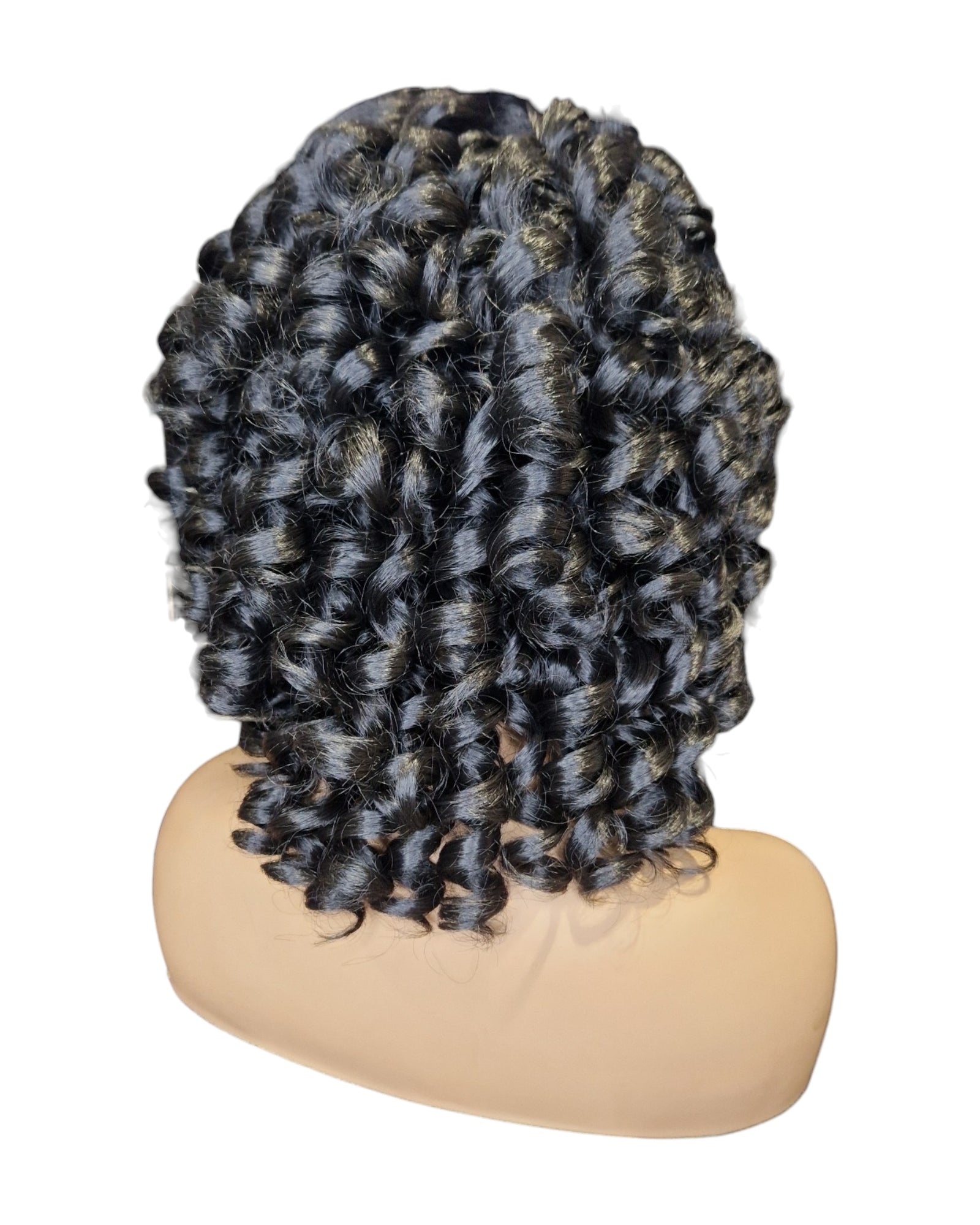 Black Corkscrew Coil Curls Wig. Shareen
