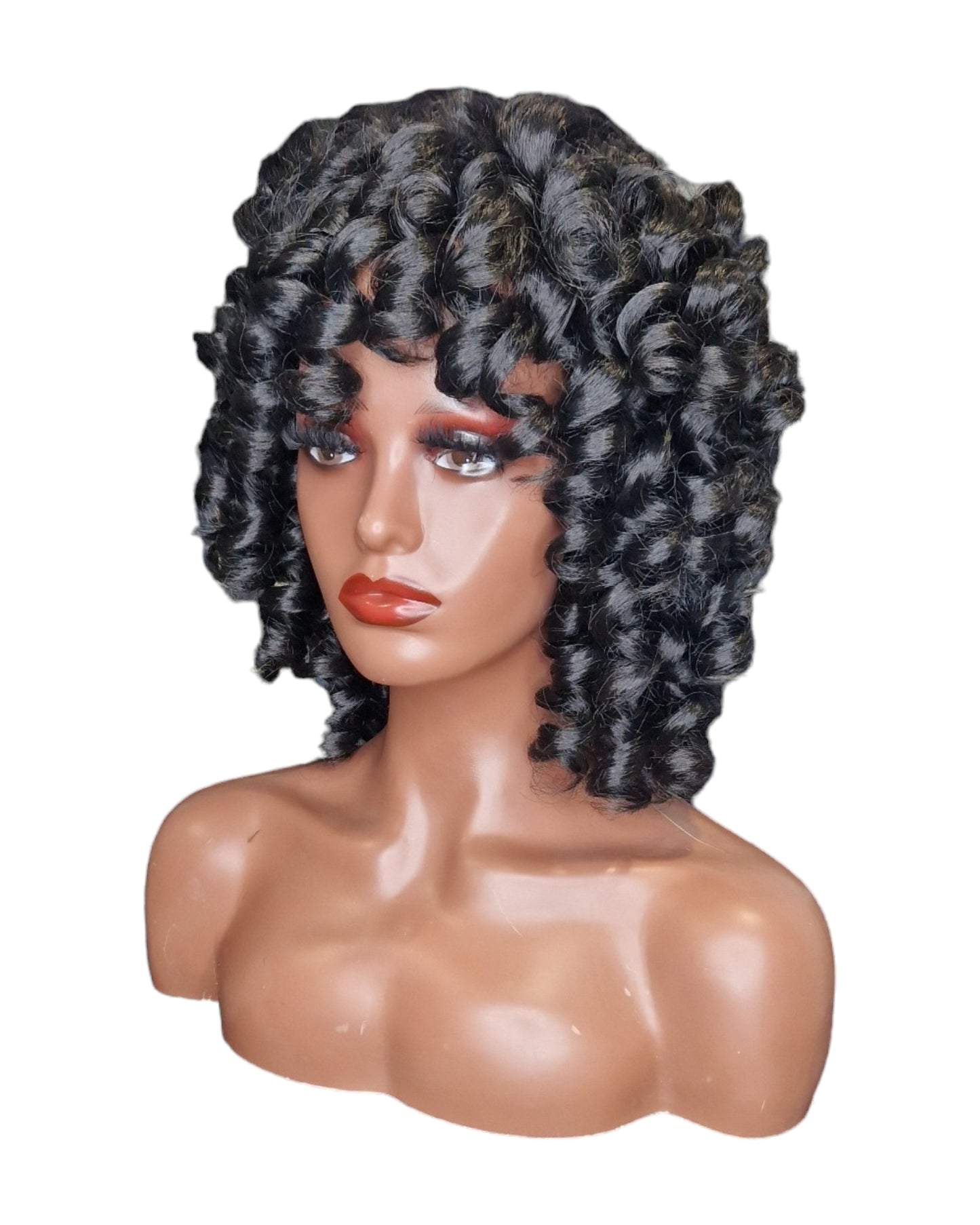Black Corkscrew Coil Curls Wig. Shareen