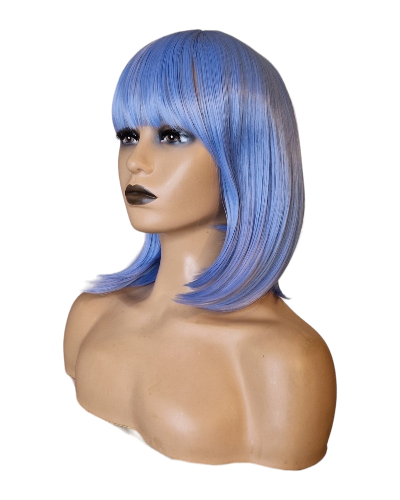 Pastel Blue Bobbed Bob Hairstyle Wig. Isla