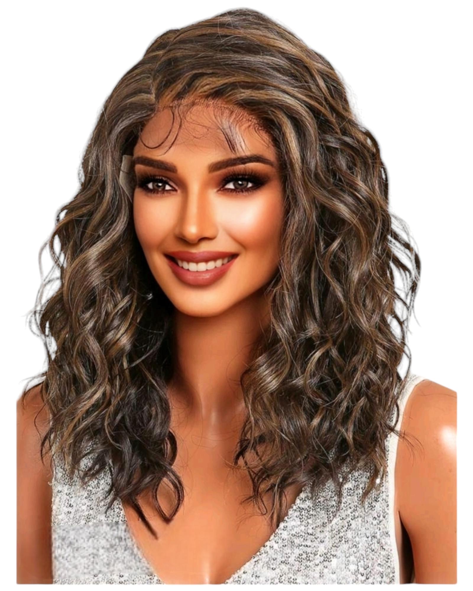Wavy Brunette Lace Front Wig. Gabrielle.