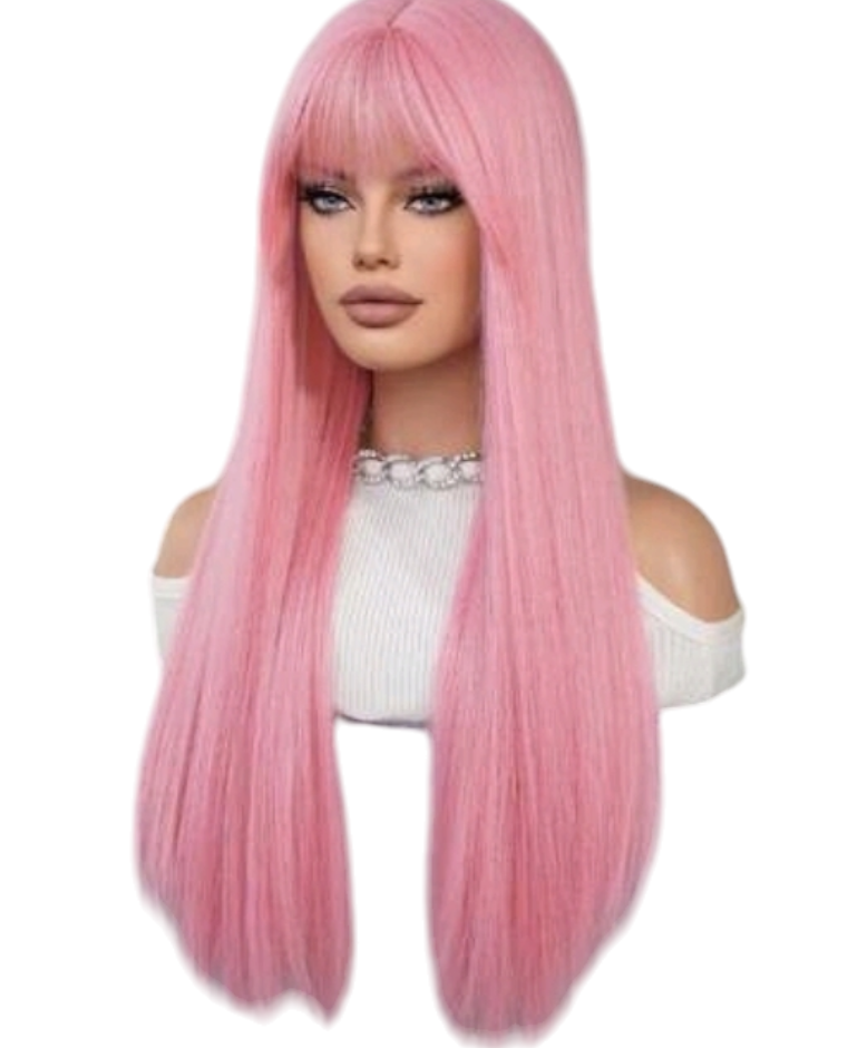 Pink Long Straight Wig. Janey