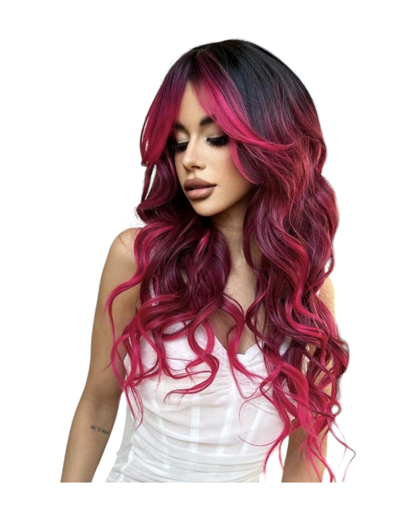 Red Purple Wavy Long Wig. Jaqui.