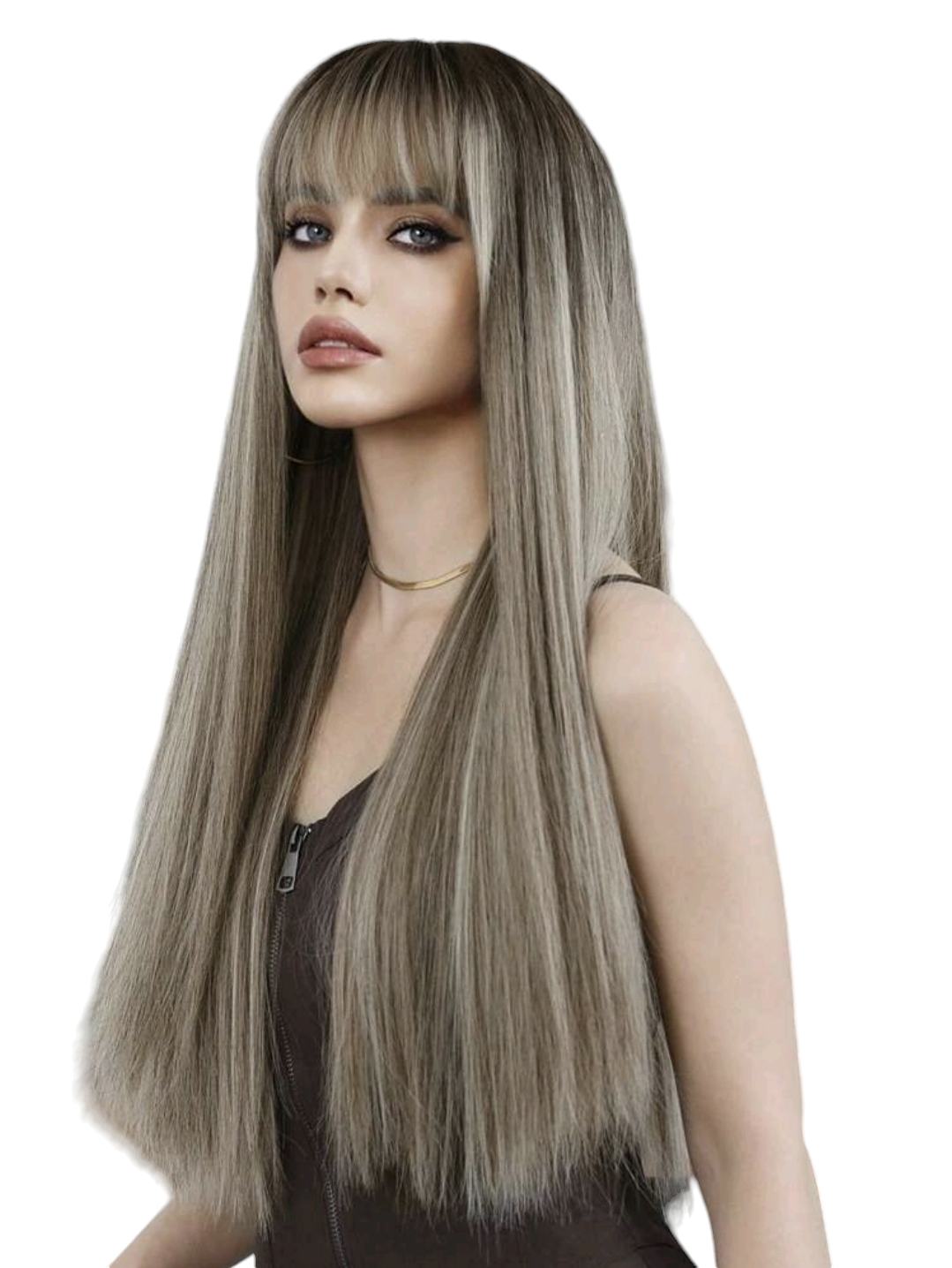 Silver Ash Blonde Straight Wig. Jossie.