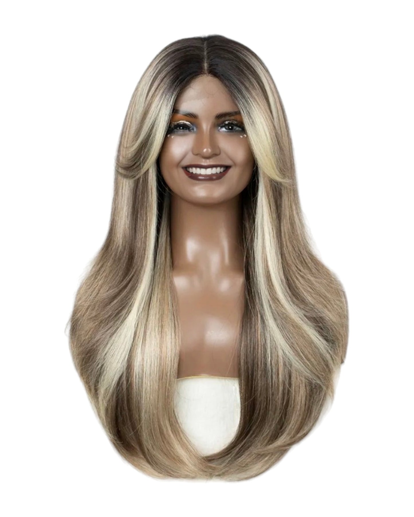 Silver Blonde Middle Part Lace Front Wig. Tai