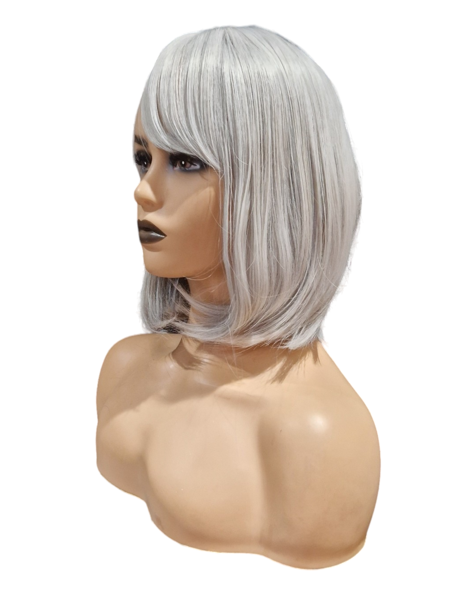 Mid Length Bob Wig. Silver Grey. Katie