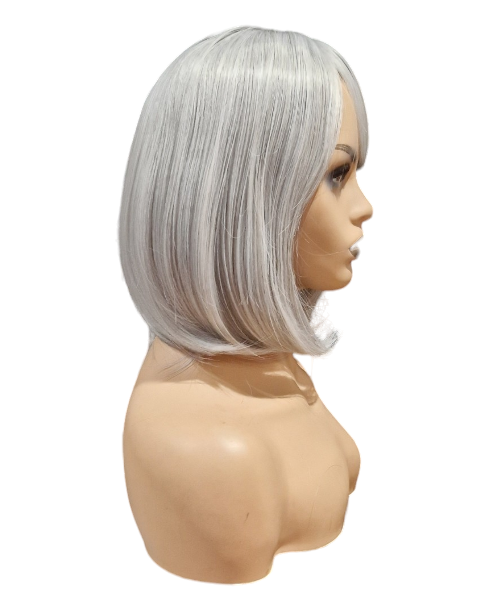 Mid Length Bob Wig. Silver Grey. Katie