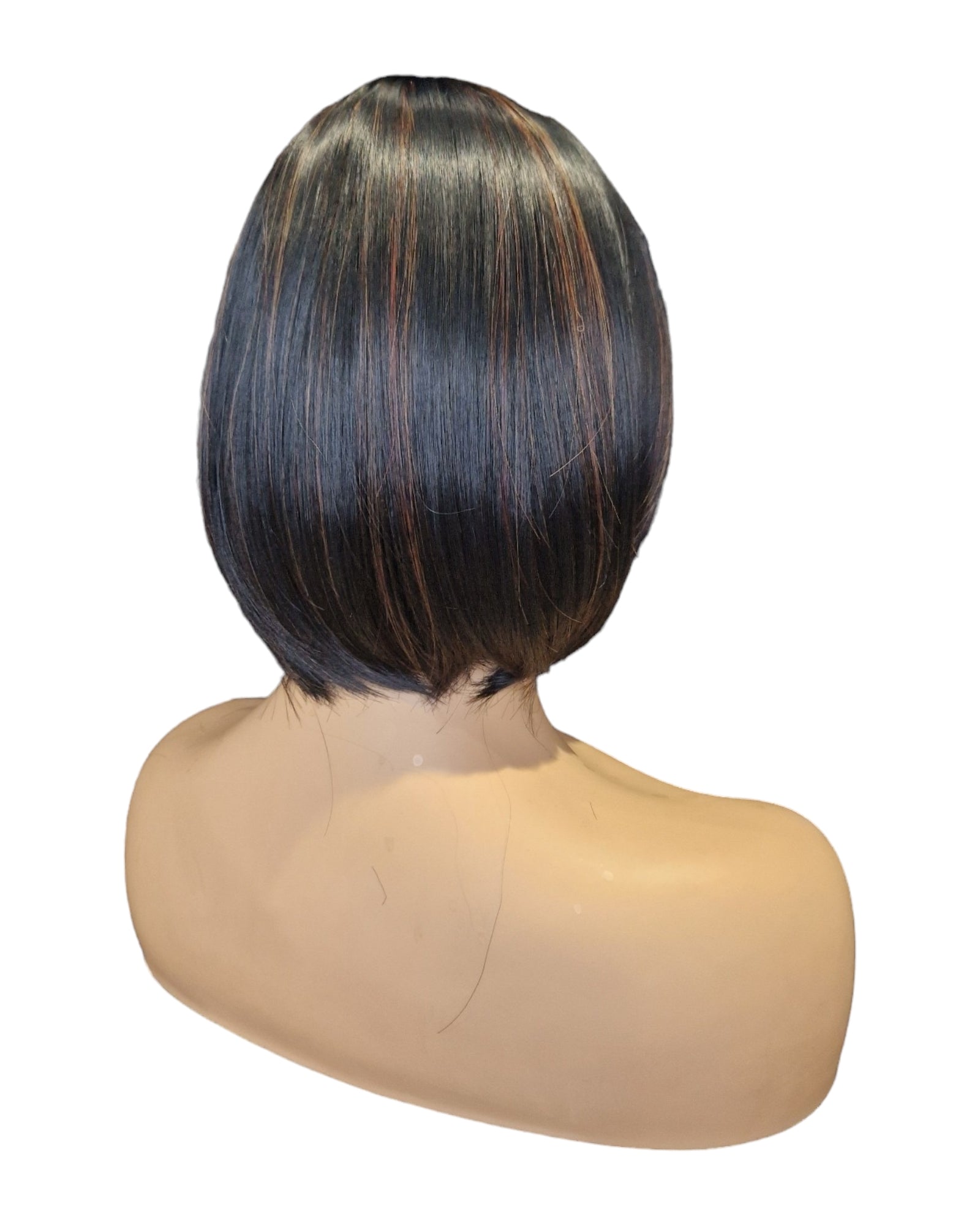 Dark Brown Caramel Lowlights Bob Wig. Katie