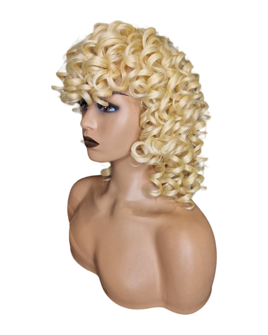Blonde Corkscrew Curls Bob Style Wig. Prya