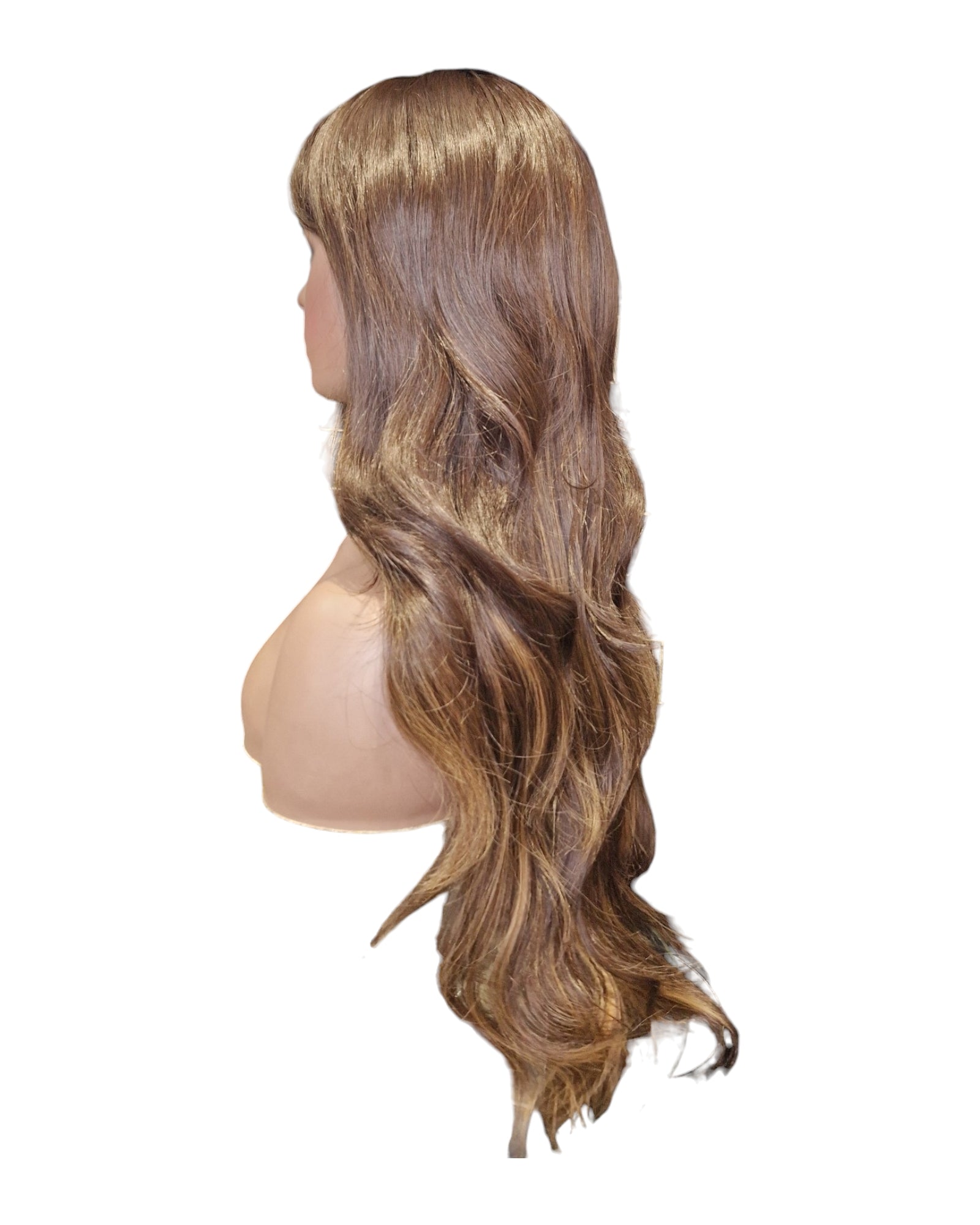 Brunette Long Wavy Wig With Fringe. Talia Wig.