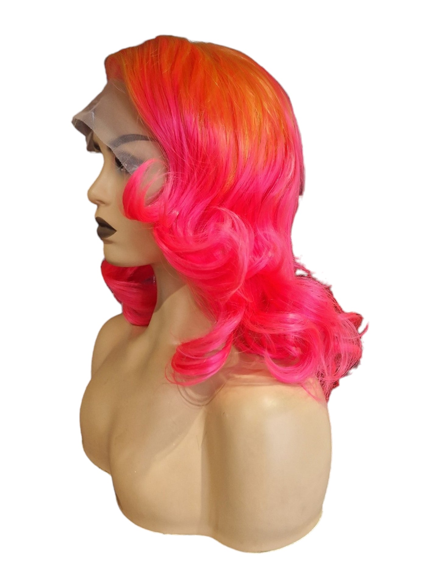 Neon Pink & Orange Marilyn Style Lace Front Wig. Vera