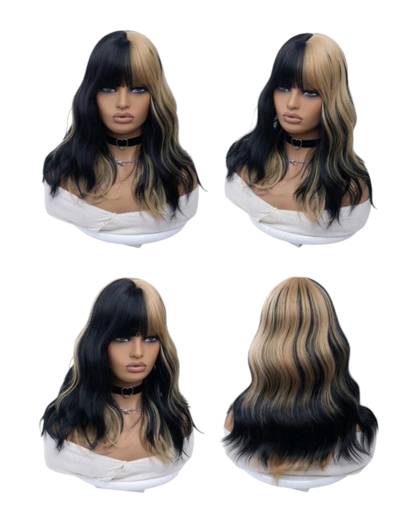 Blonde Black 2 Tone Wavy Bob Wig. Jojo.