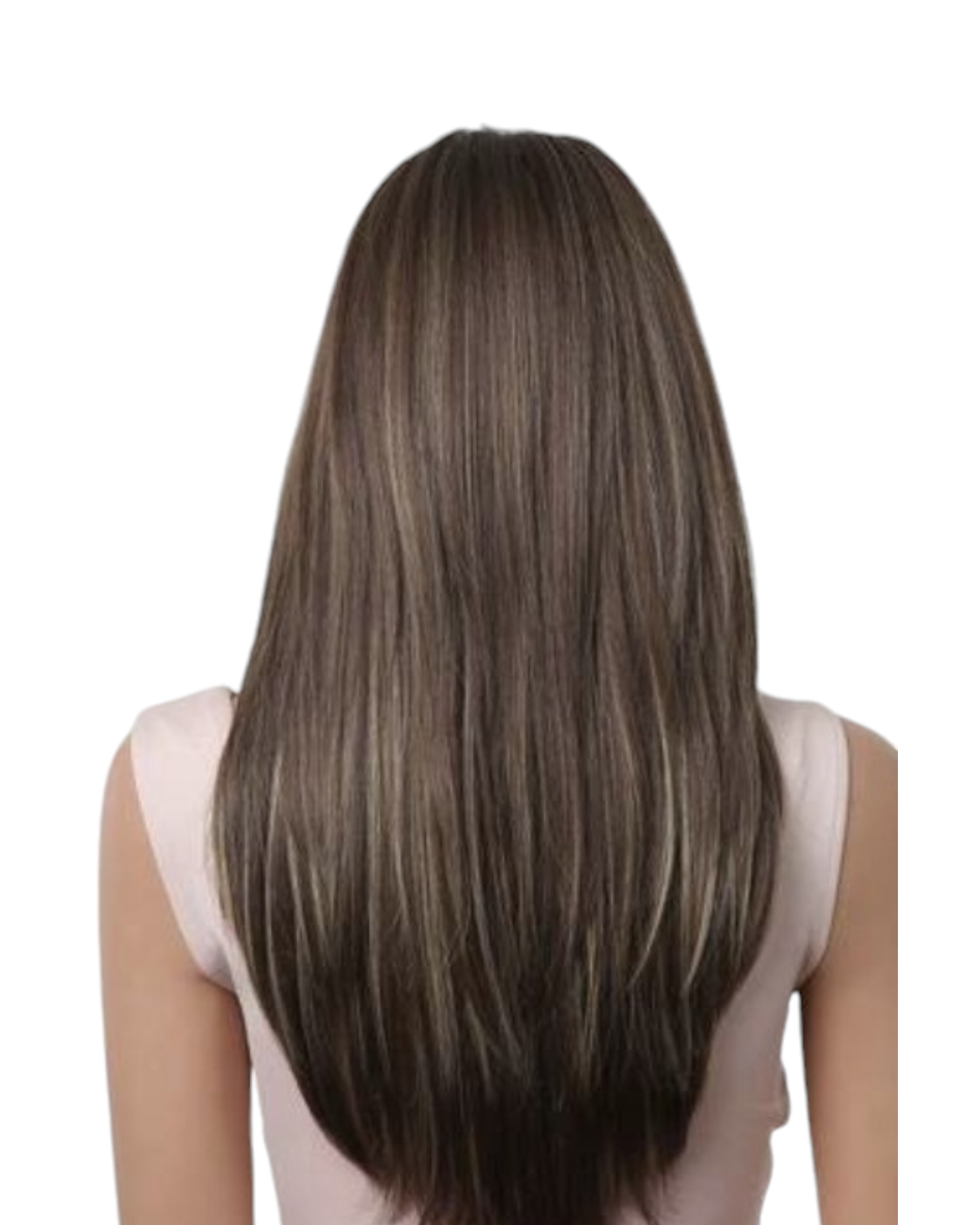 Dark Brown Straight Layered Long Fringe Bangs Wig. Ally