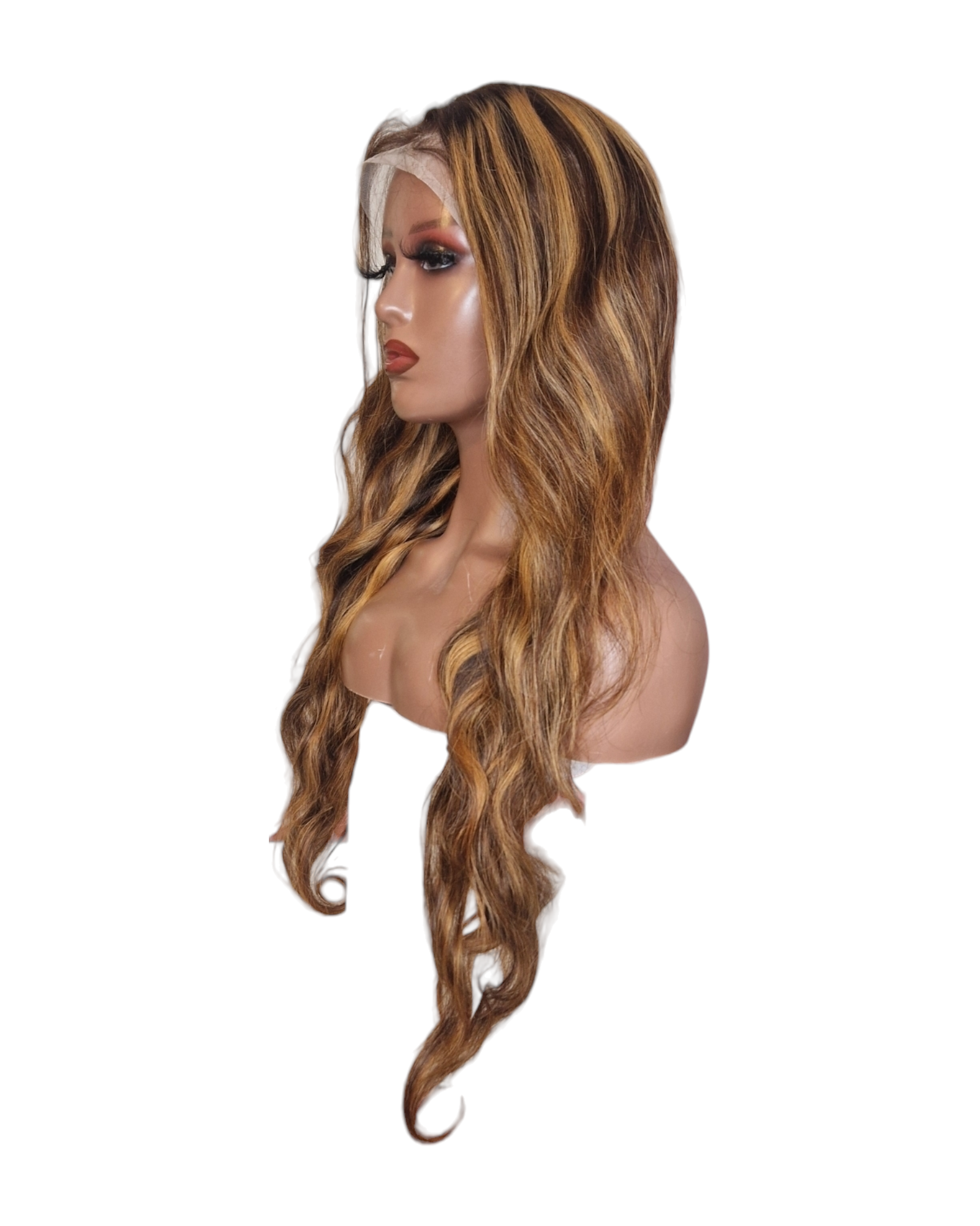 Human Hair Brown Caramel Lace Front Wig.