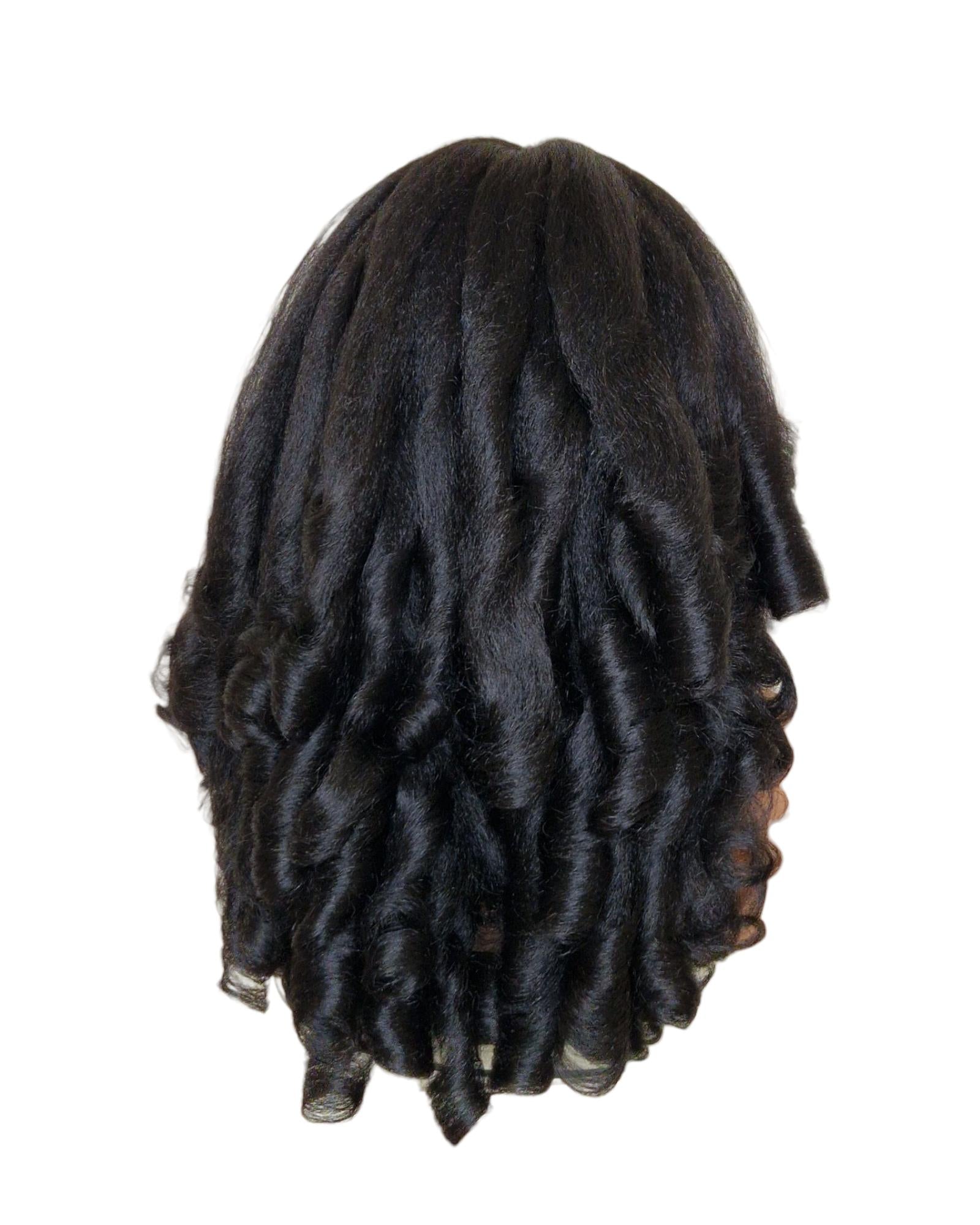 Black Kinky Straight Barrel Curl Lace Front Wig. Basha