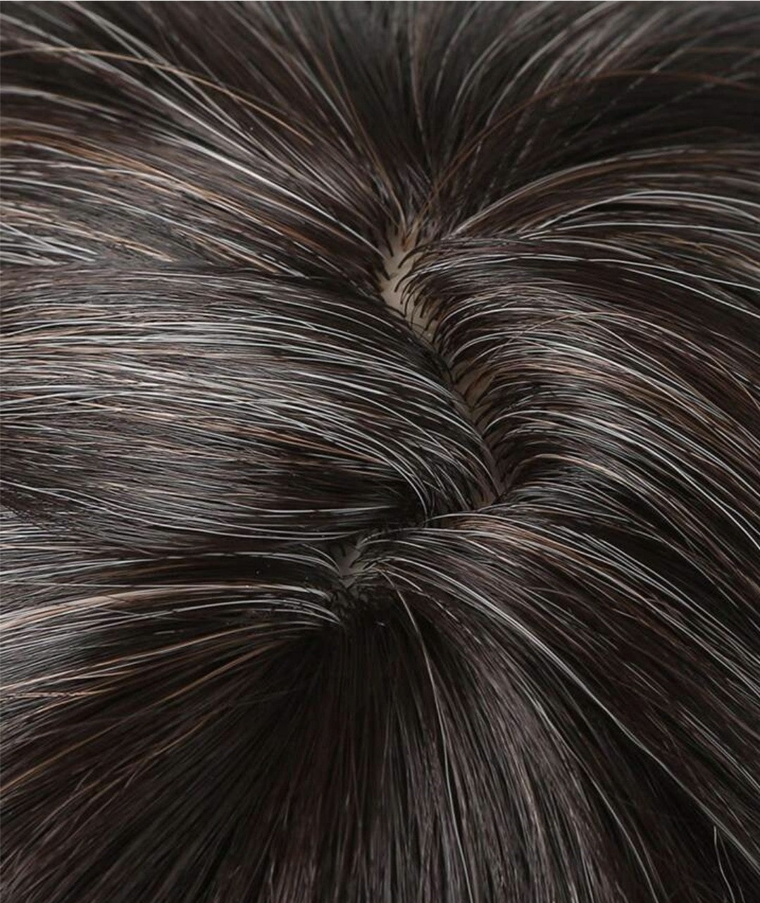 Dark Brown Straight Layered Long Fringe Bangs Wig. Ally