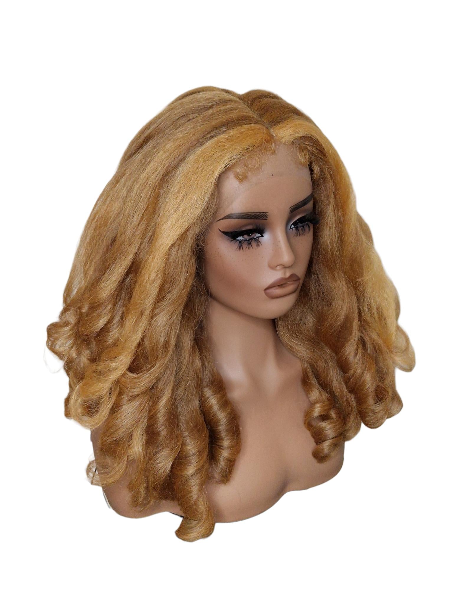 Apricot Blonde Barrel Curl Lace Front Wig. Basha
