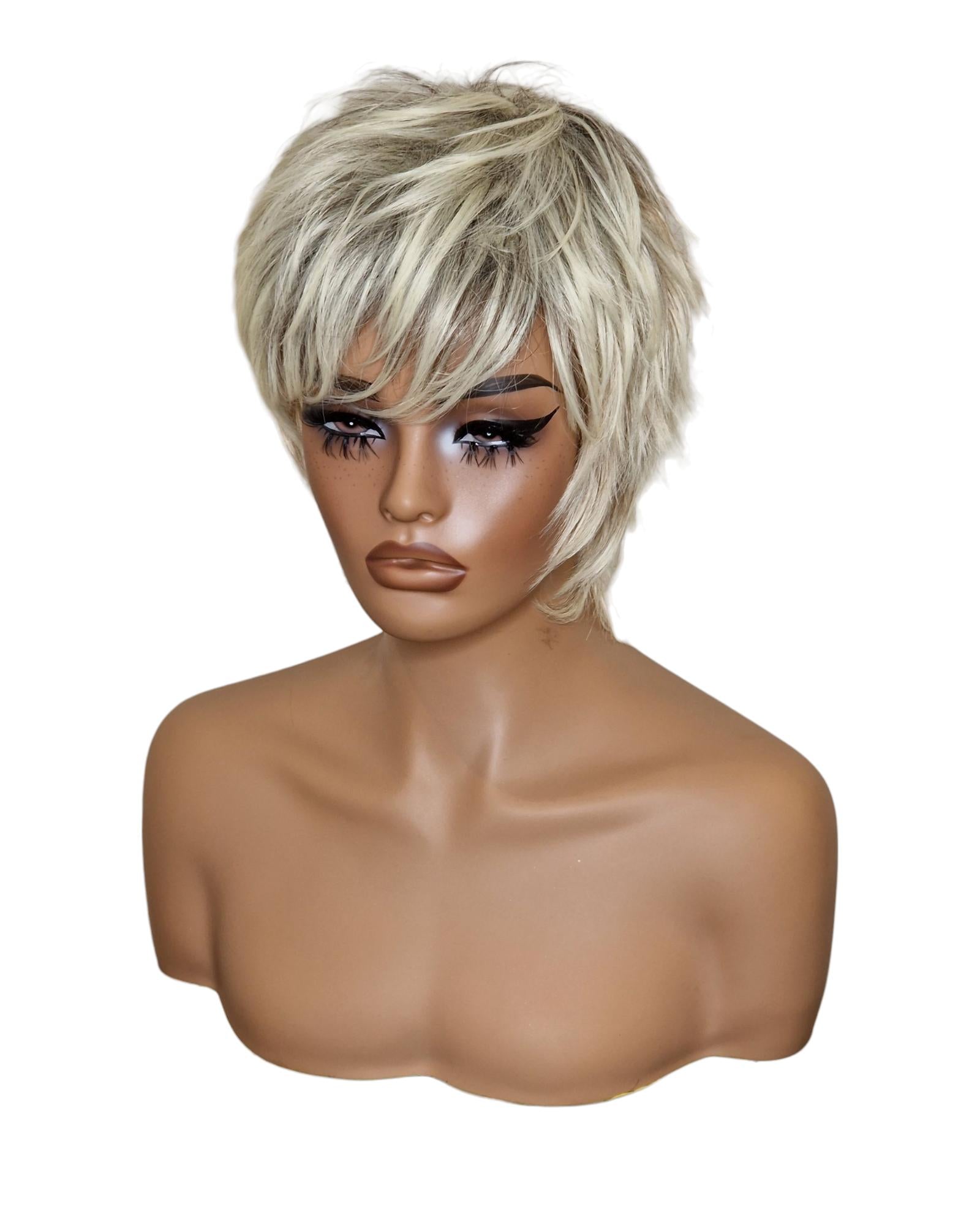 Short Ash Blonde Urchin Cut Wig. Camilla