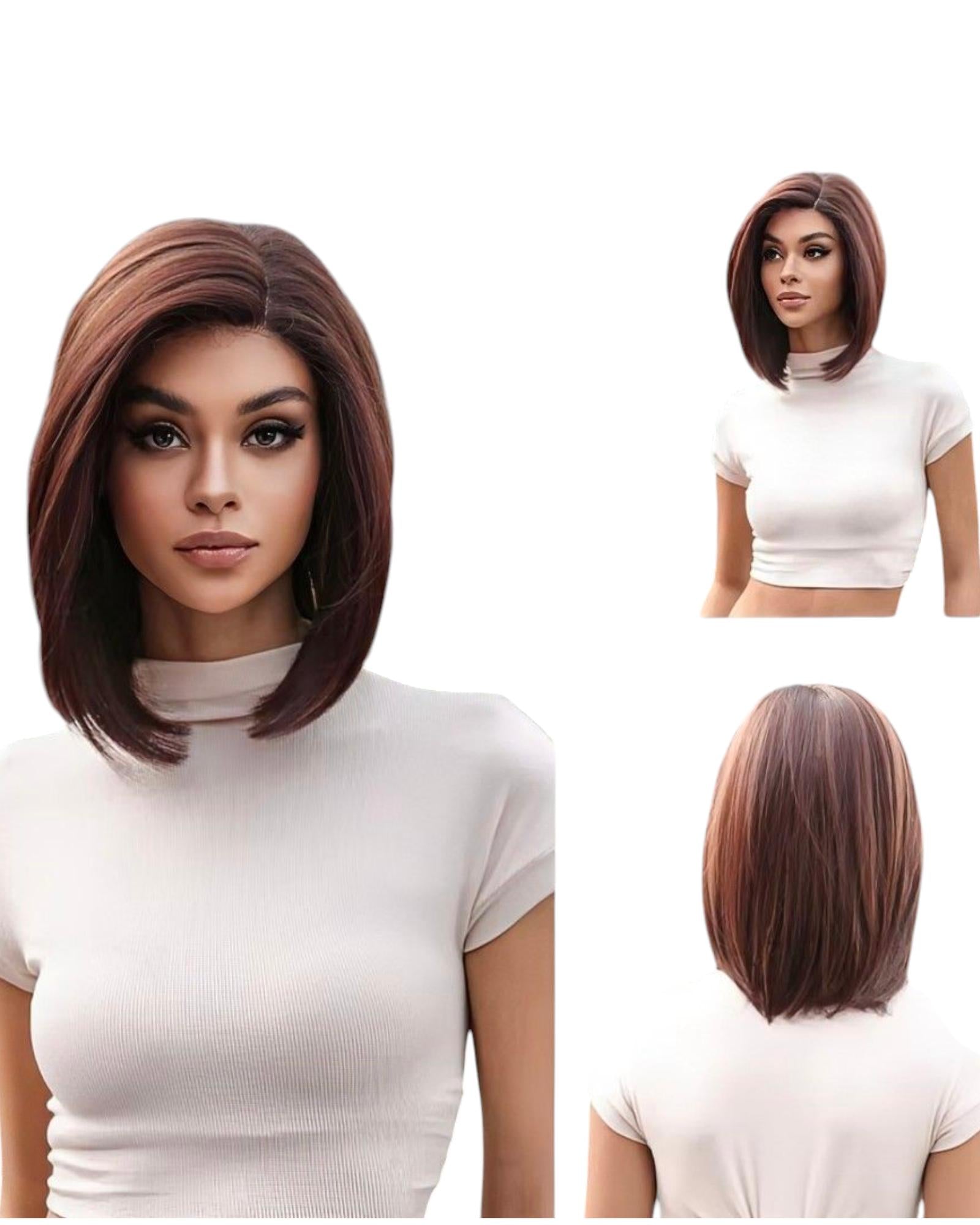 Auburn Brown Lace Front Bob Wig. Chase.