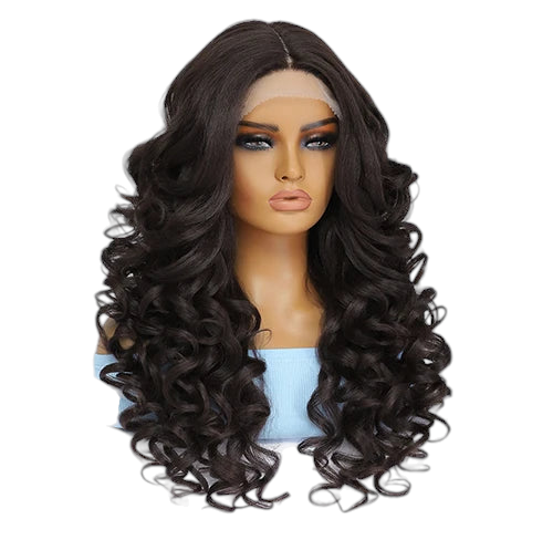 Curly Lace Front T Part Lace Wig Black 1B. Zena