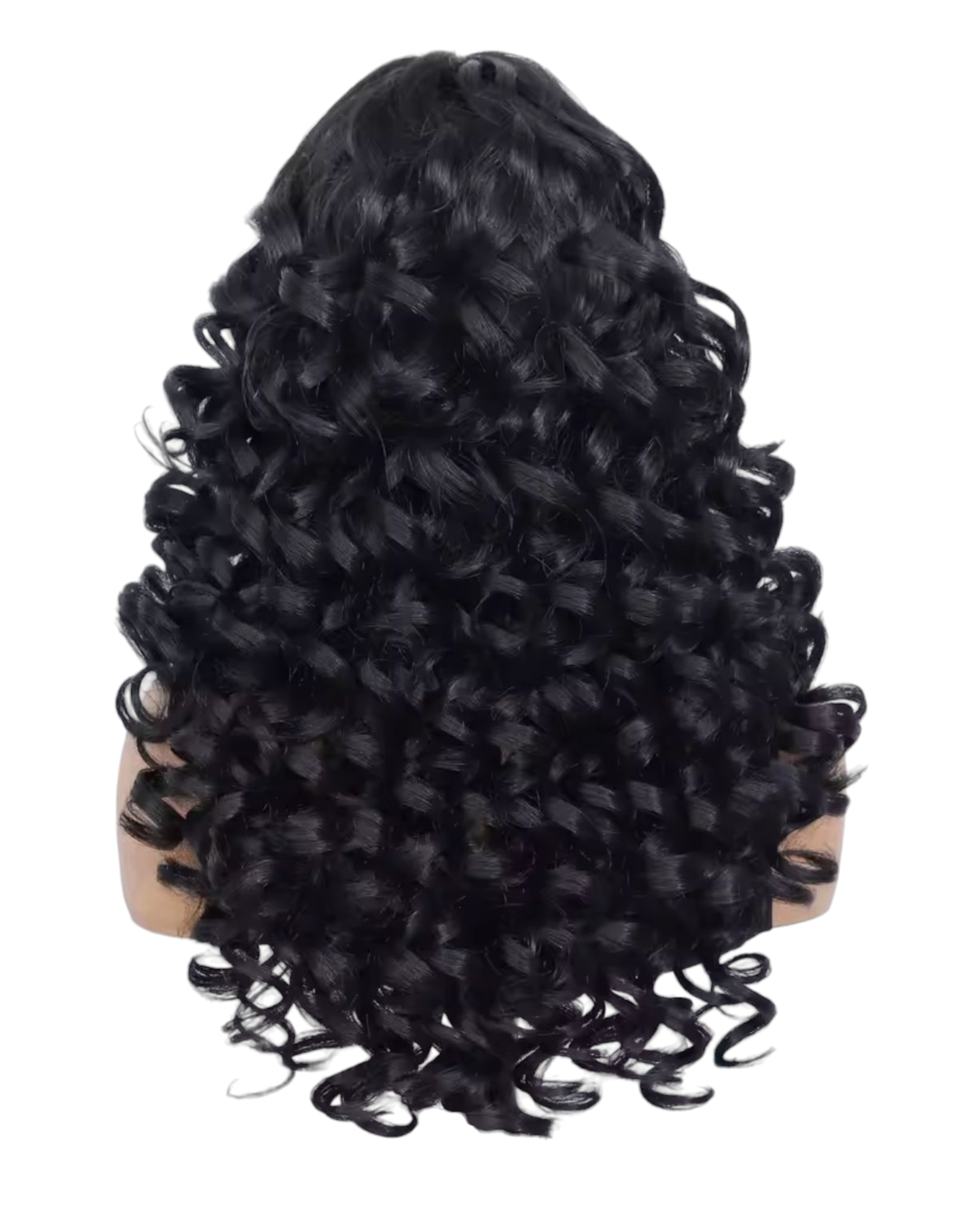 Black Curly Long Wig With Fringe. Nisha