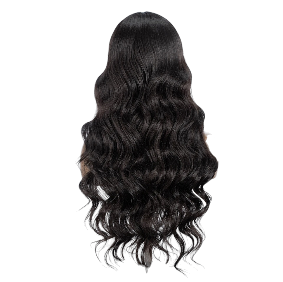 Black Brown Middle Part Wavy Wig. Wendi