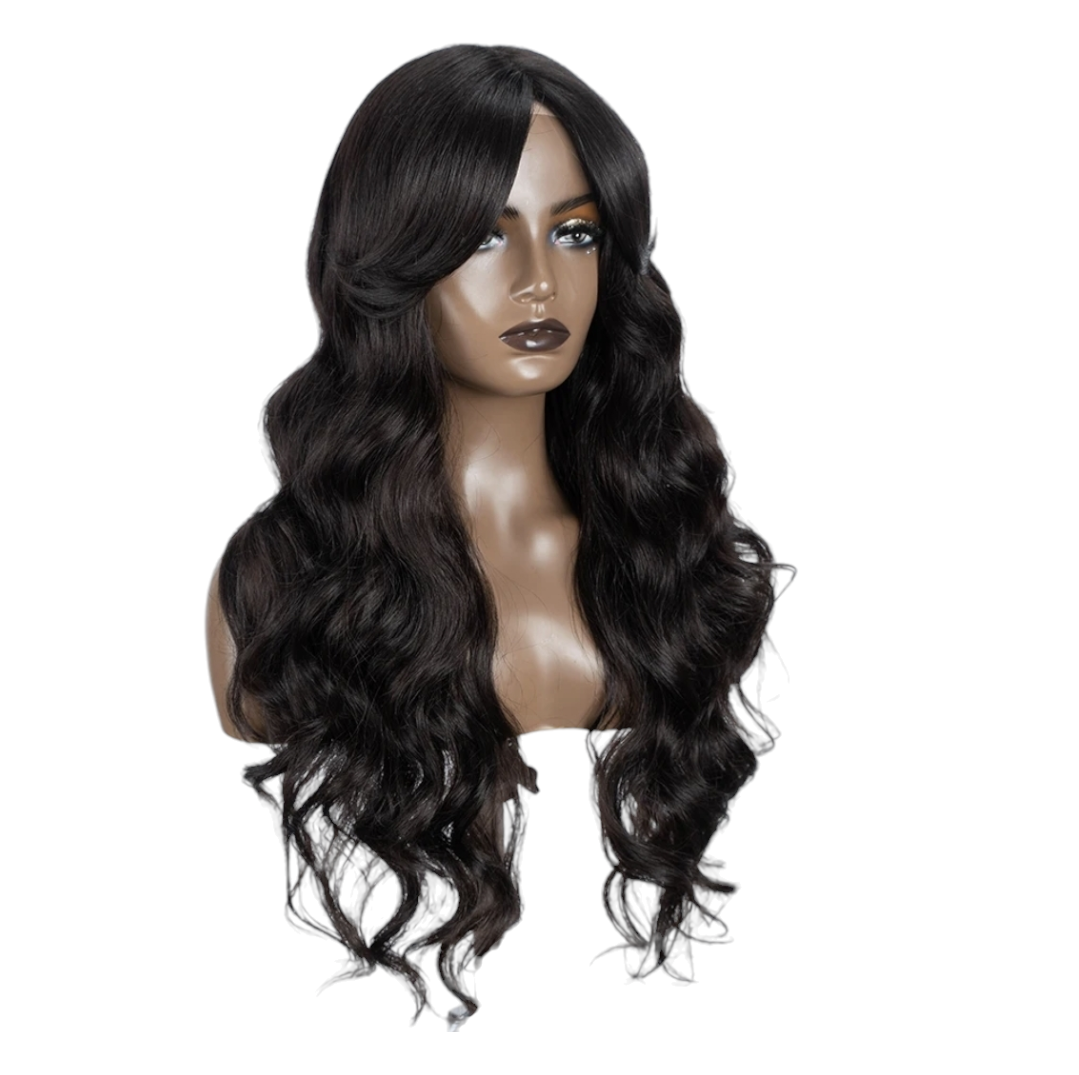 Black Brown Middle Part Wavy Wig. Wendi