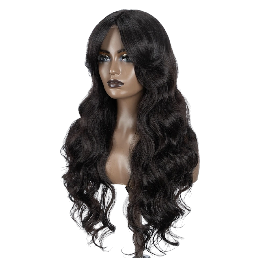 Black Brown Middle Part Wavy Wig. Wendi