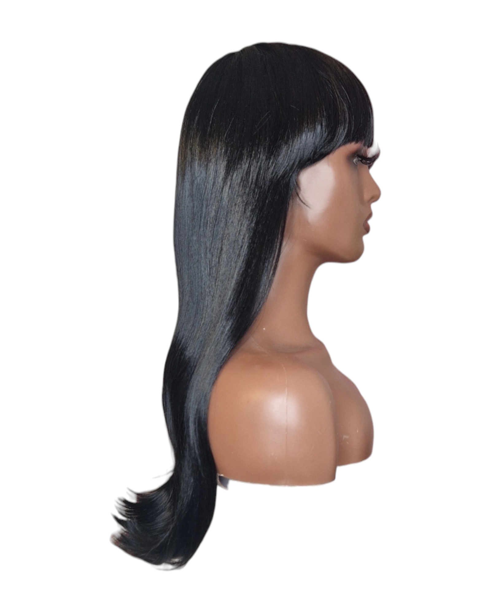 Black Long Wig With Fringe. Farai