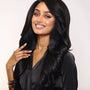 Black Wavy Lace Front Side Part Wig. Bronte