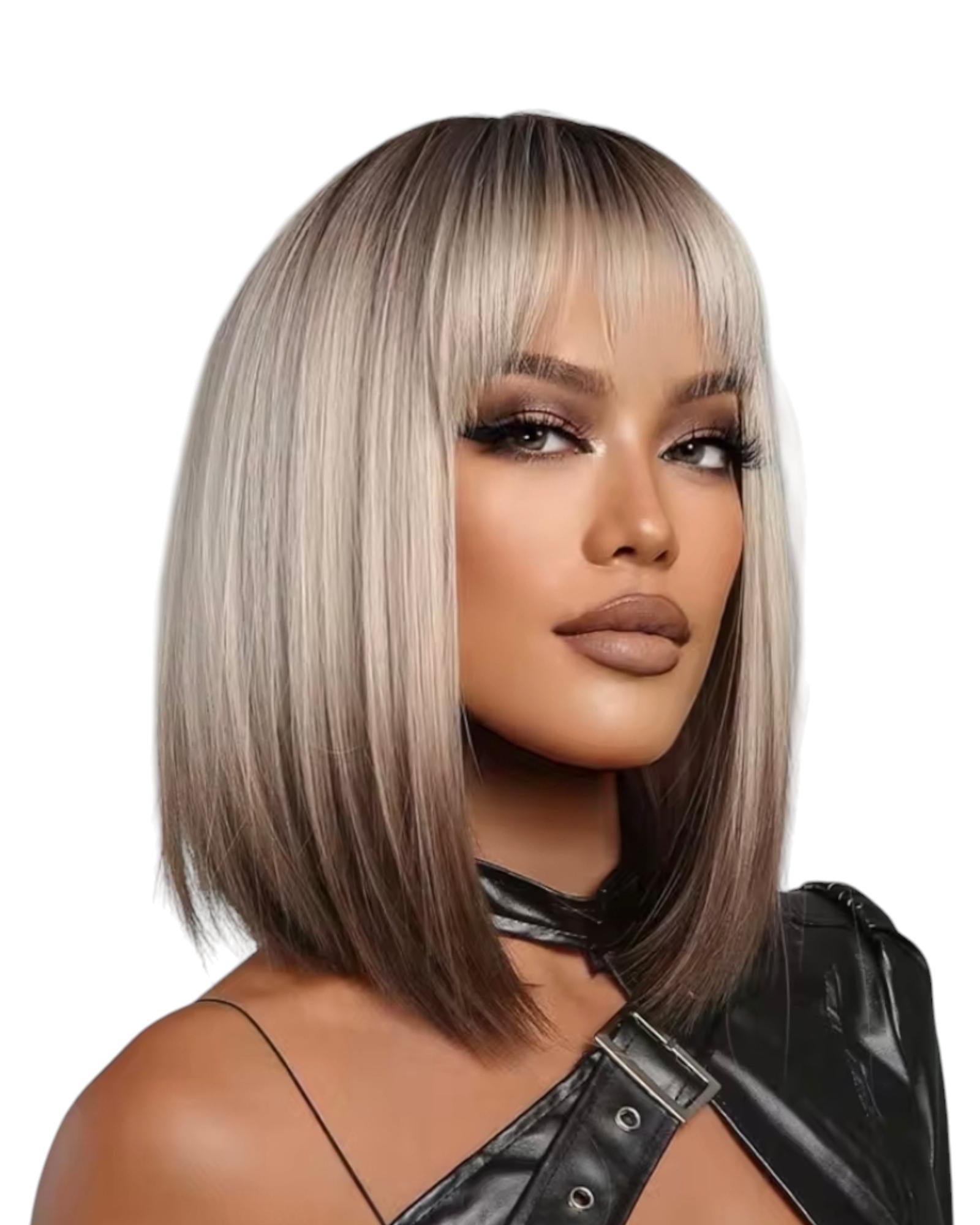 Tipped Blonde Brown Bob Wig. Zoey