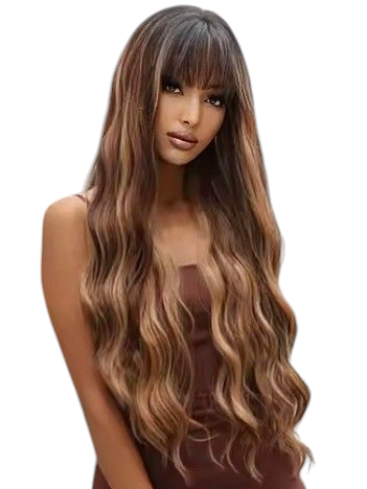Brown Caramel Long Wig. Nalo