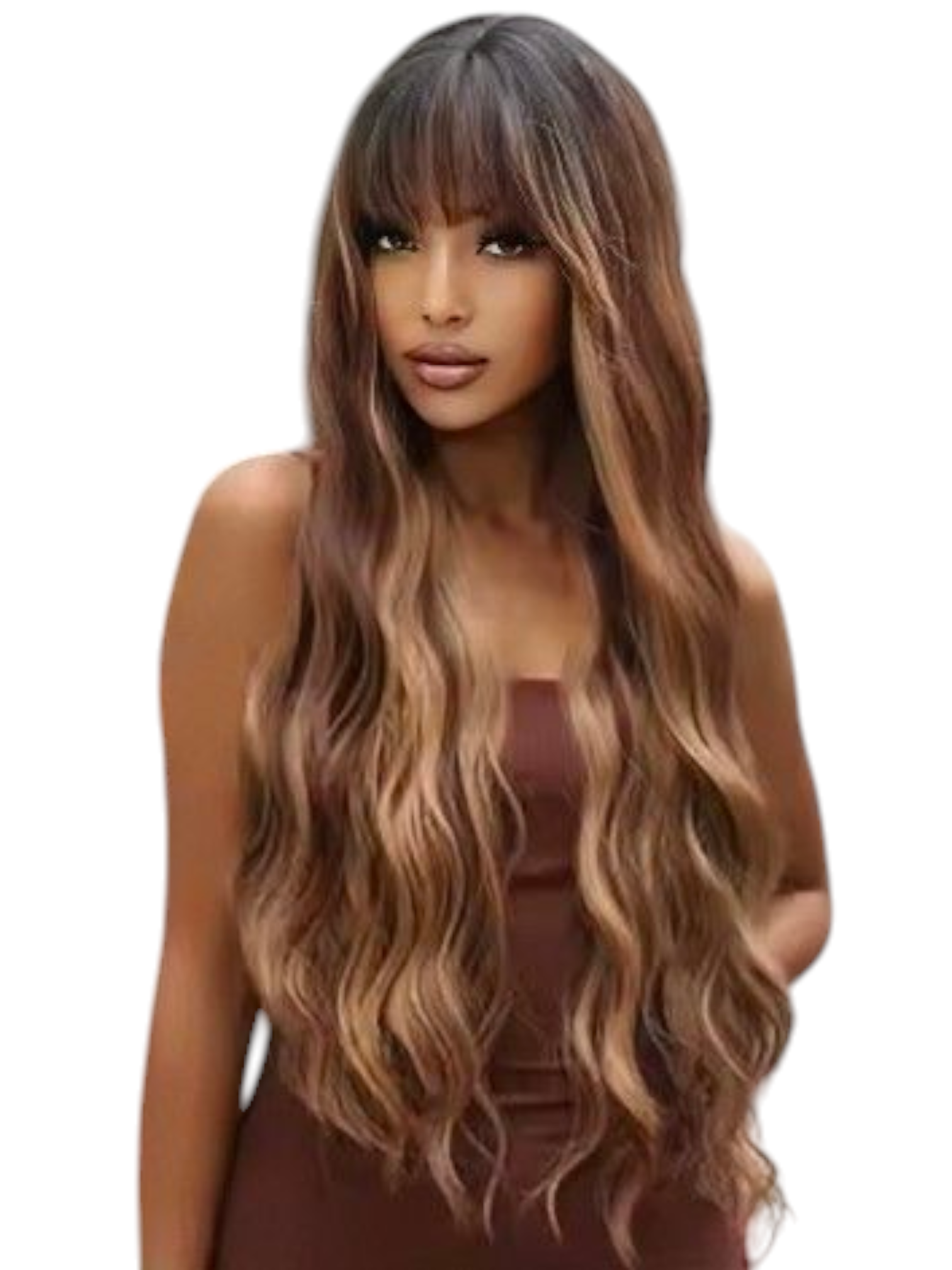 Brown Caramel Long Wig. Nalo