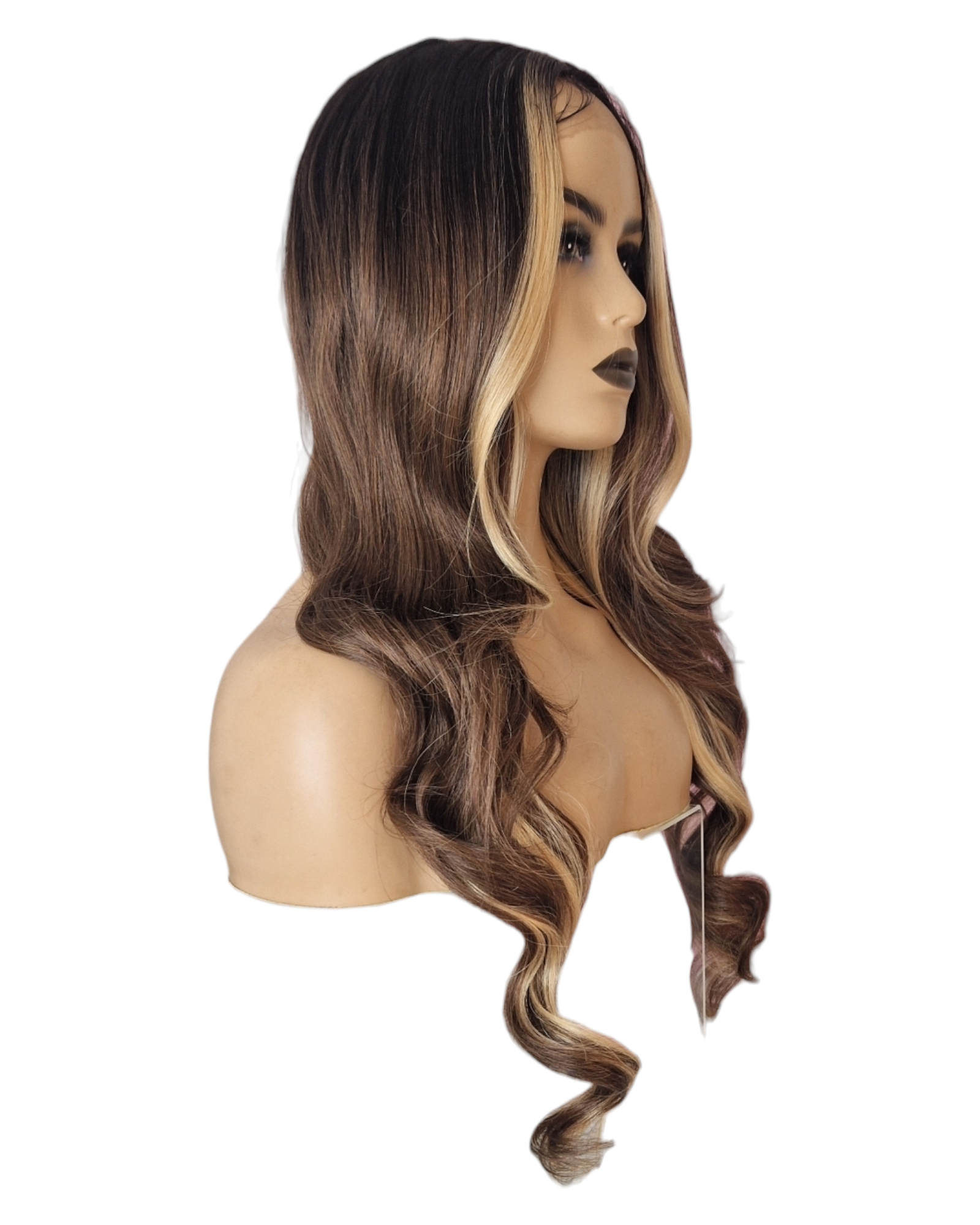 Ombre Brown Middle Part Lace Wig Blonde Bangs. Mila