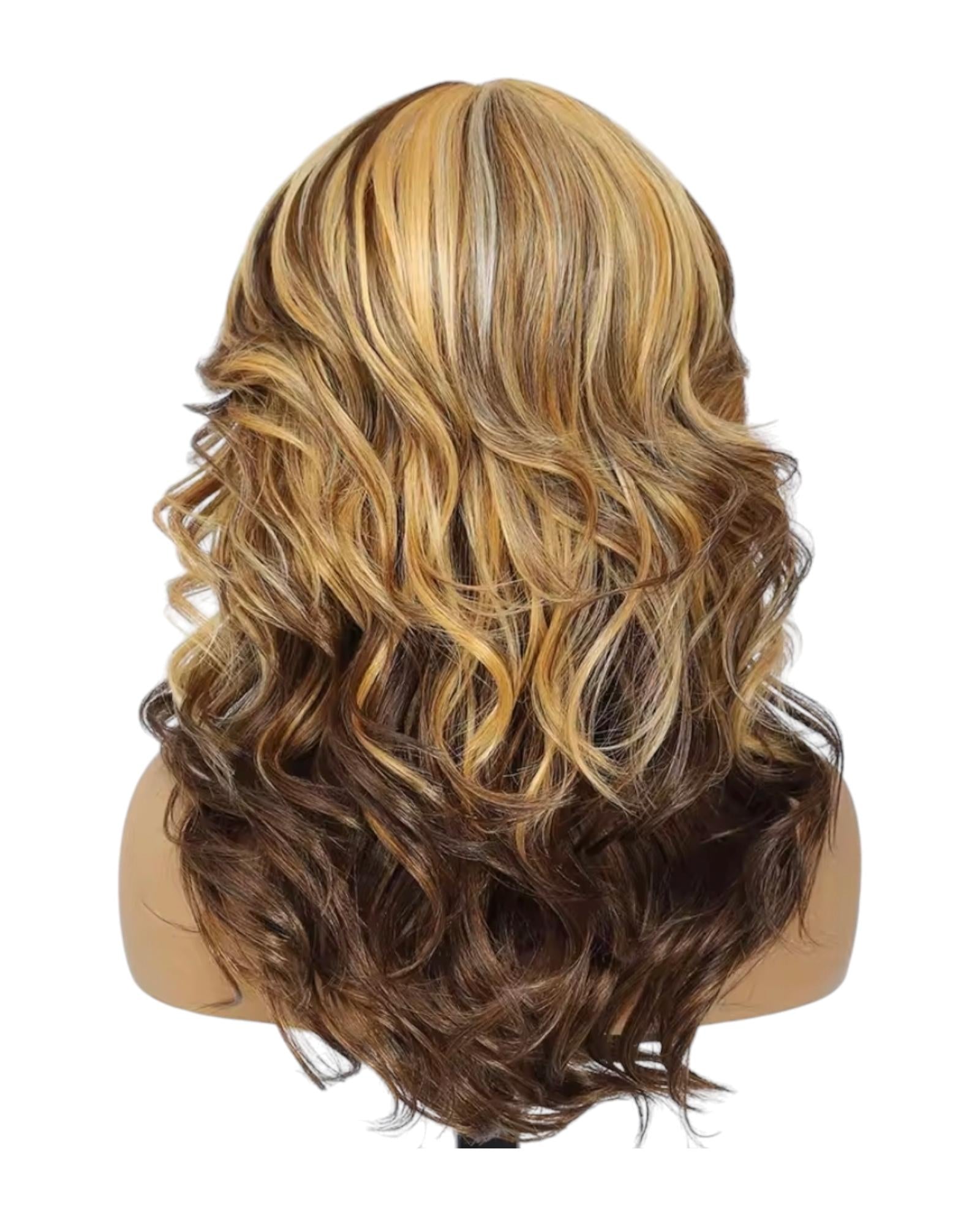 Brunette Blonde Streaked Layered Lace Front Wig. Bree