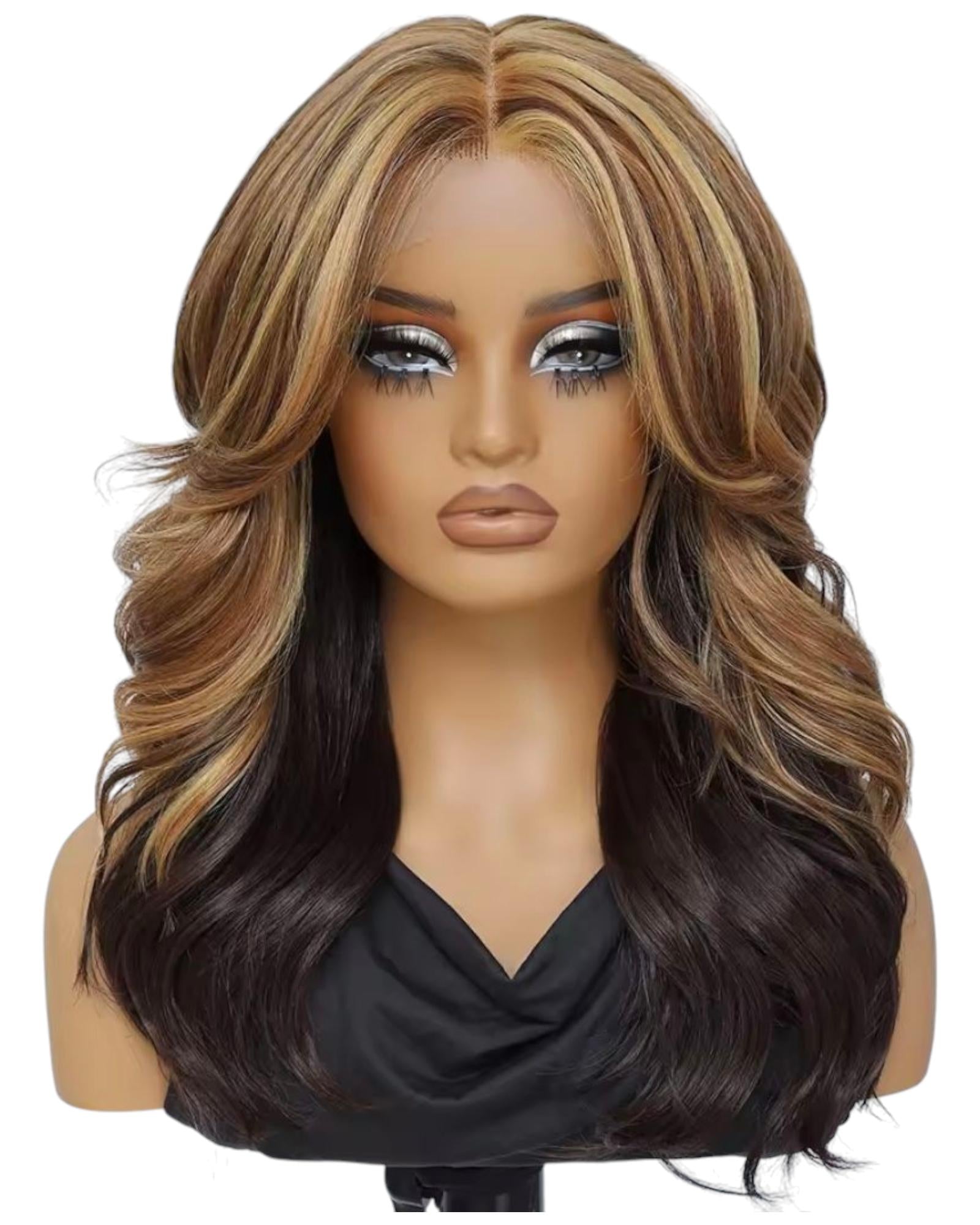 Caramel Blonde Brown Layered Lace Front Wig. Bess
