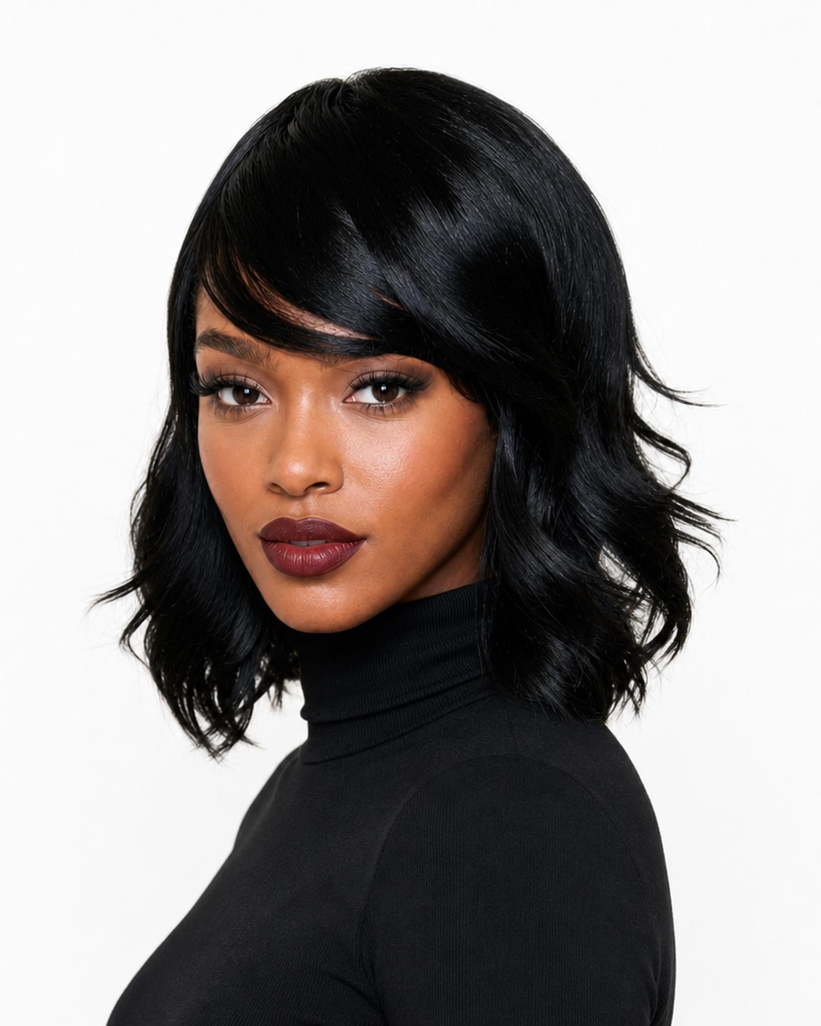 Black Choppy Wave Bob Wig. Abbi
