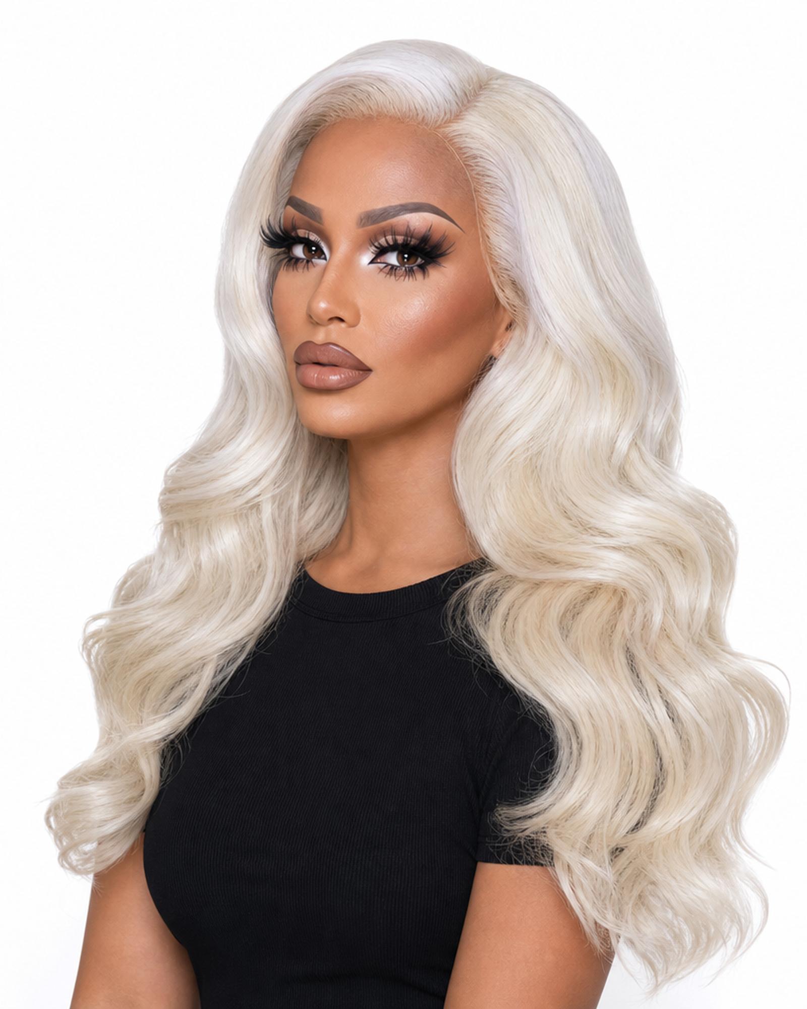 Blonde White Streaked Lace Front Wig.