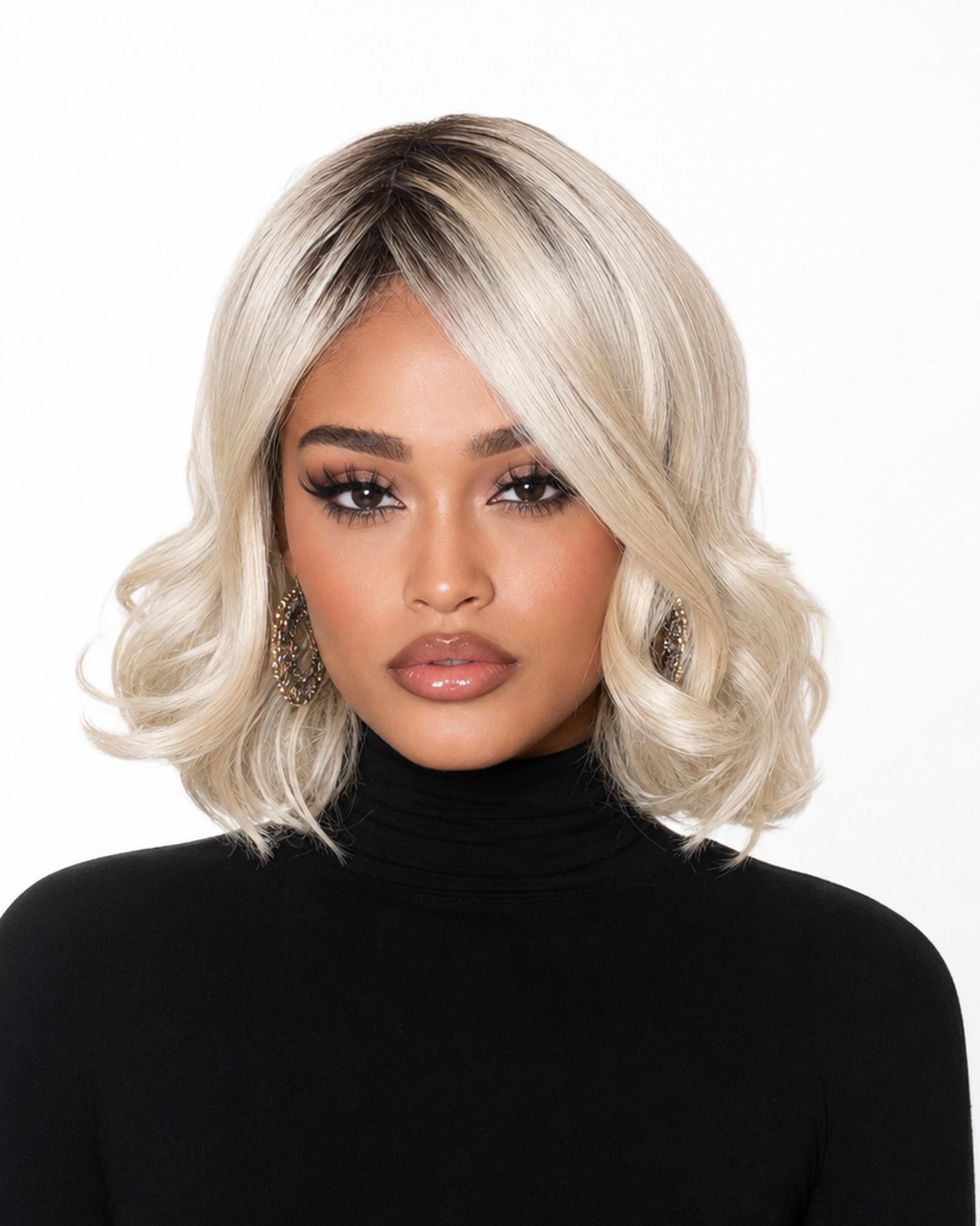Platinum Blonde Wavy Bob Wig. Abbi