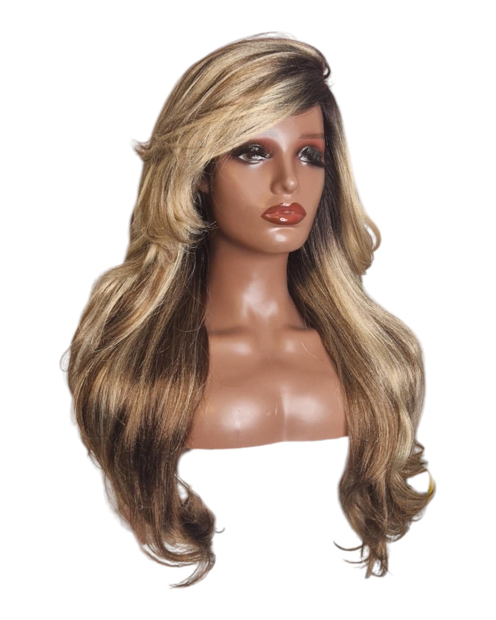 Chocolate Tri Tone Blonde Layered Kimberley Wig.