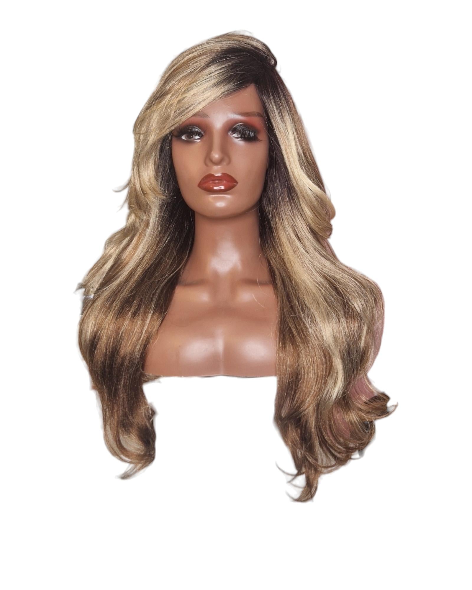 Chocolate Tri Tone Blonde Layered Kimberley Wig.