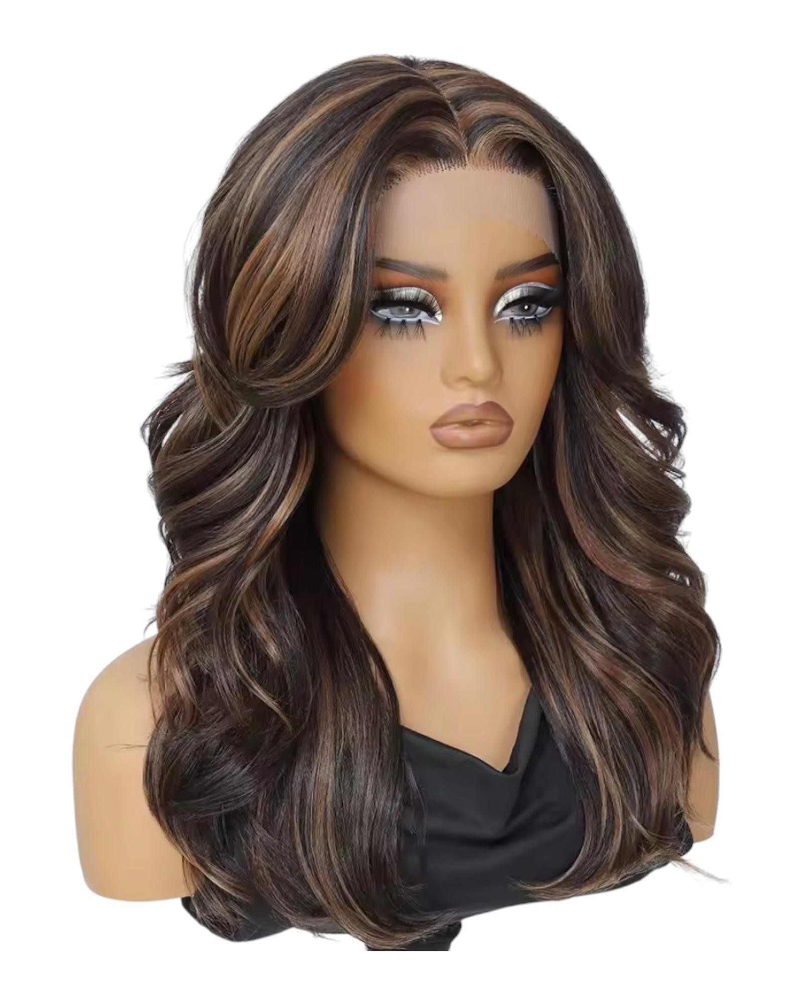 Dark Brown Layered Lace Front Wig. Bari