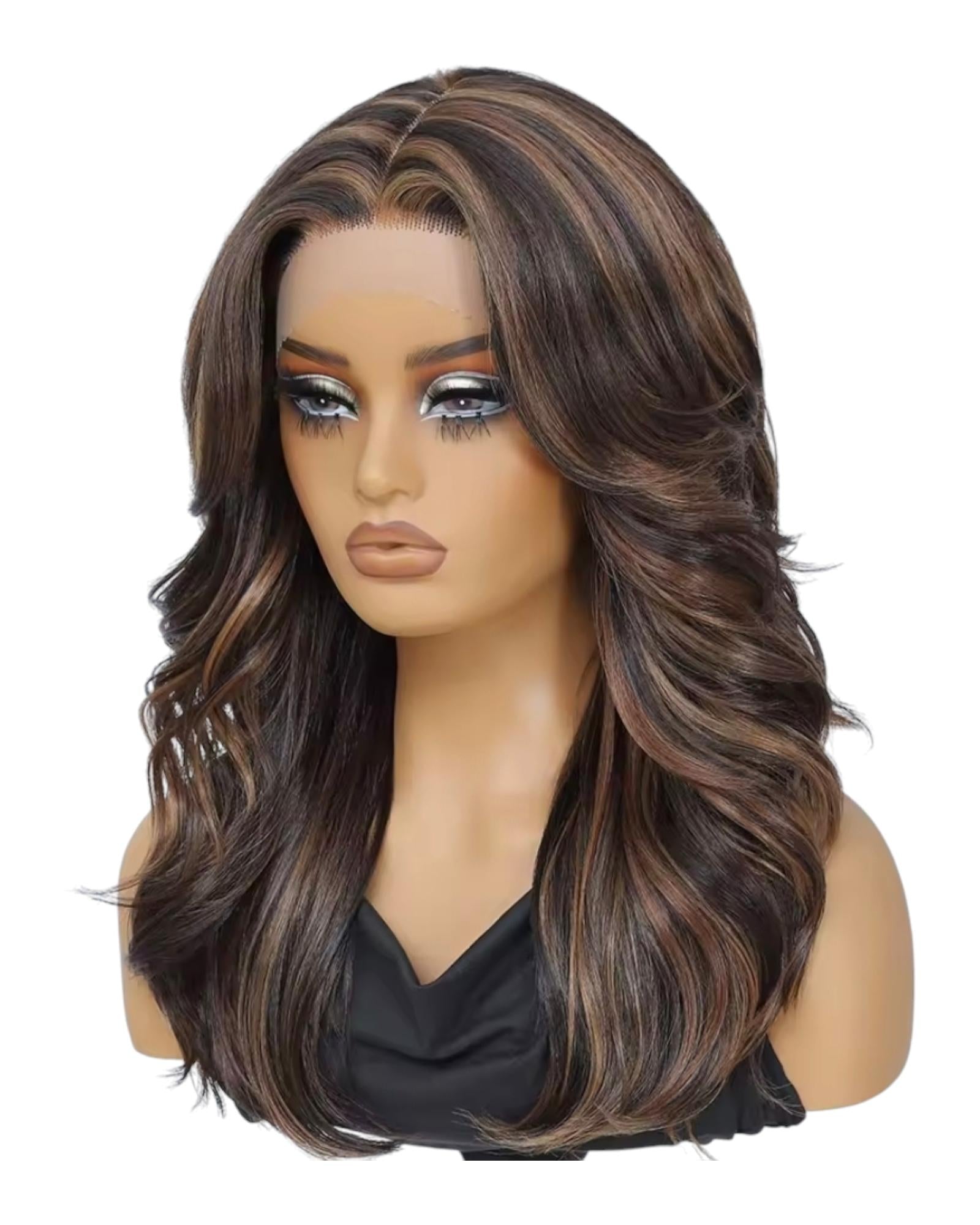 Dark Brown Layered Lace Front Wig. Bari