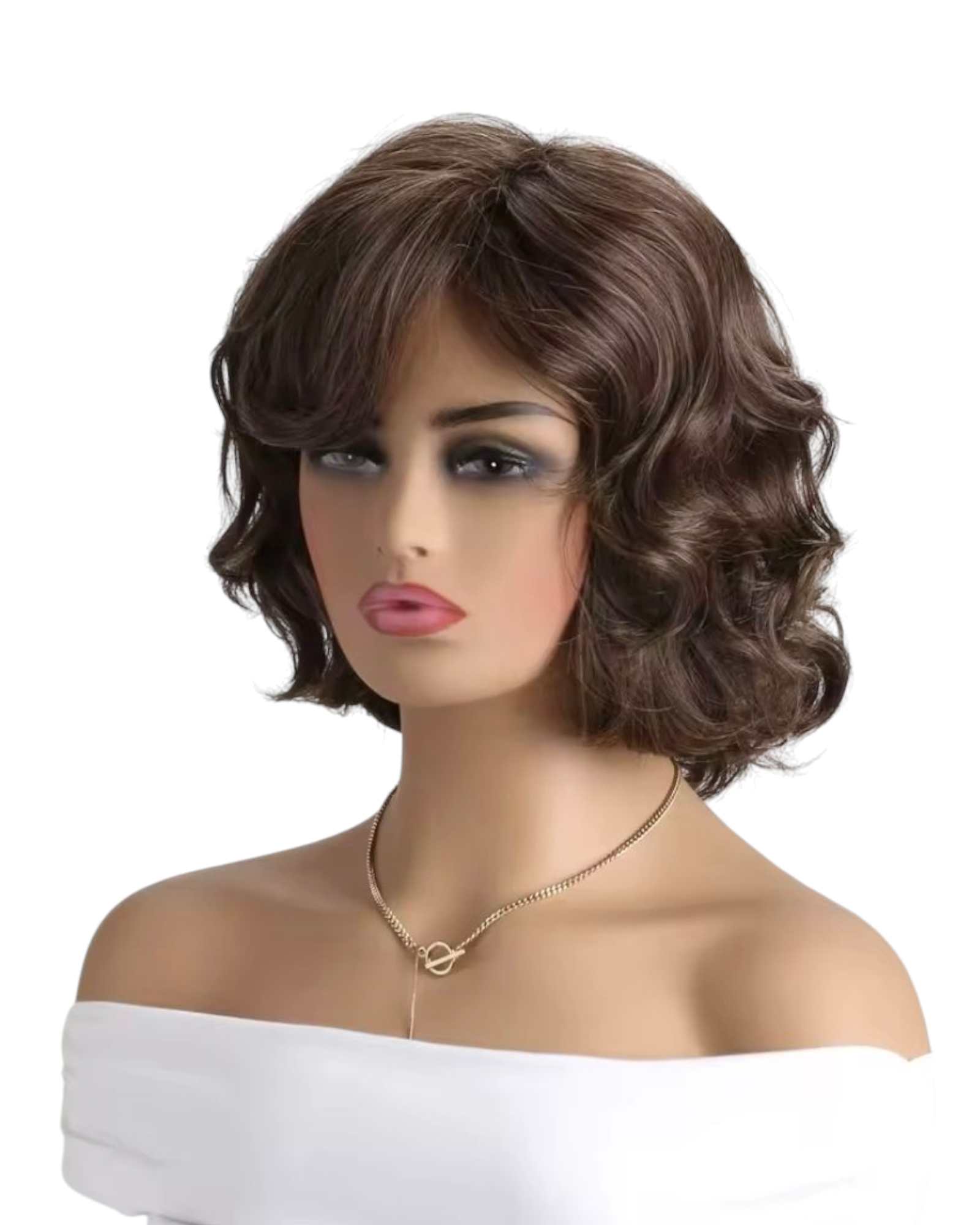 Brown Short Bouncy Bob Wig. Mary