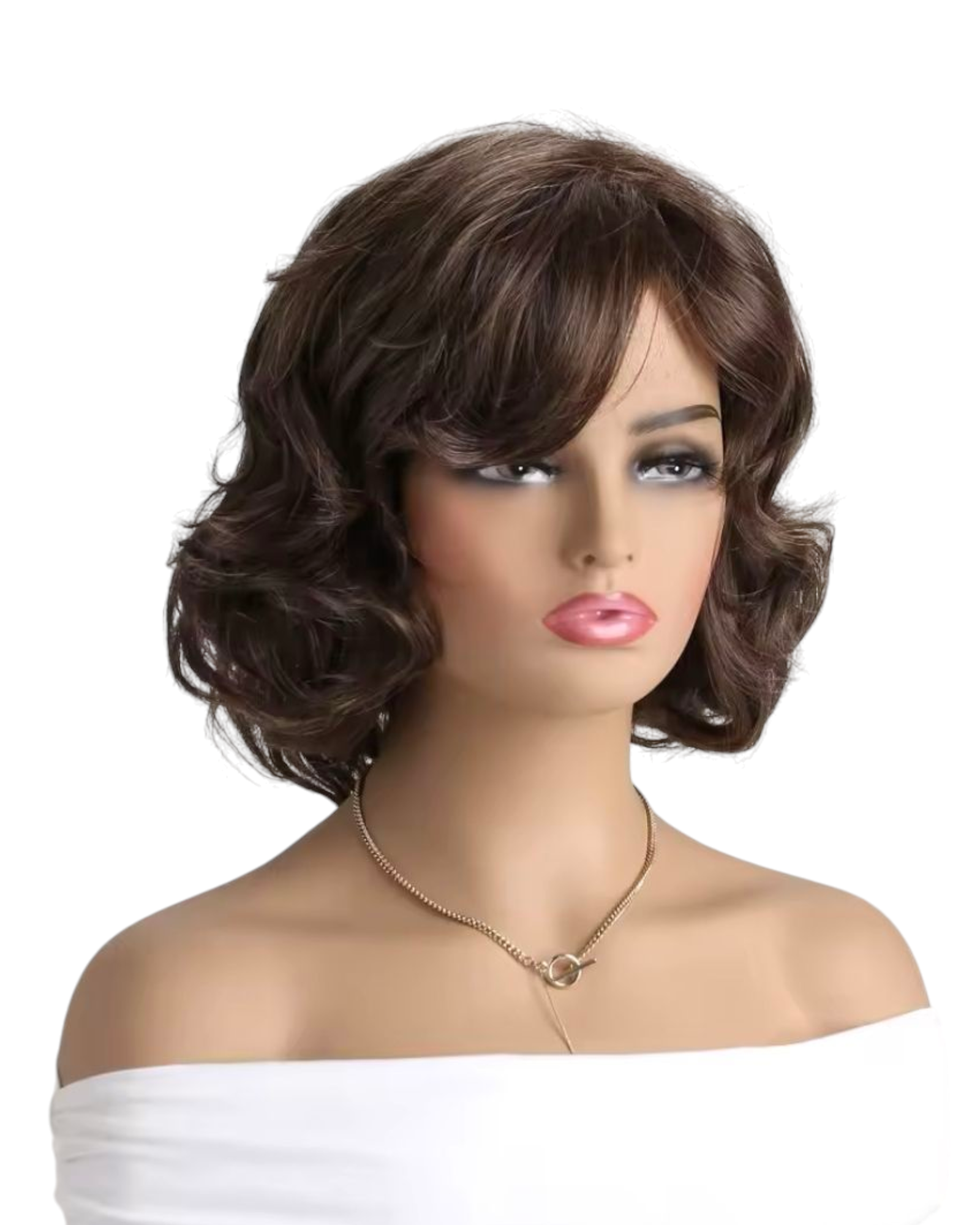 Brown Short Bouncy Bob Wig. Mary