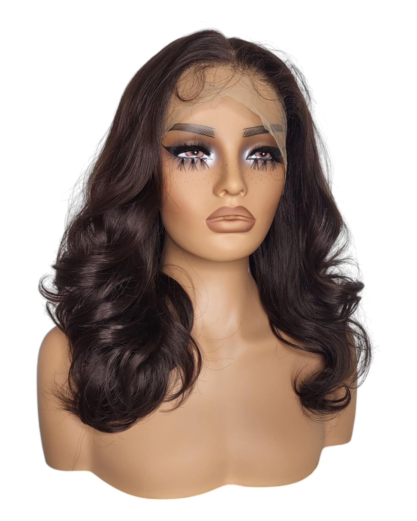 Dark Brown Bouncy Lace Front Wig. Desiree