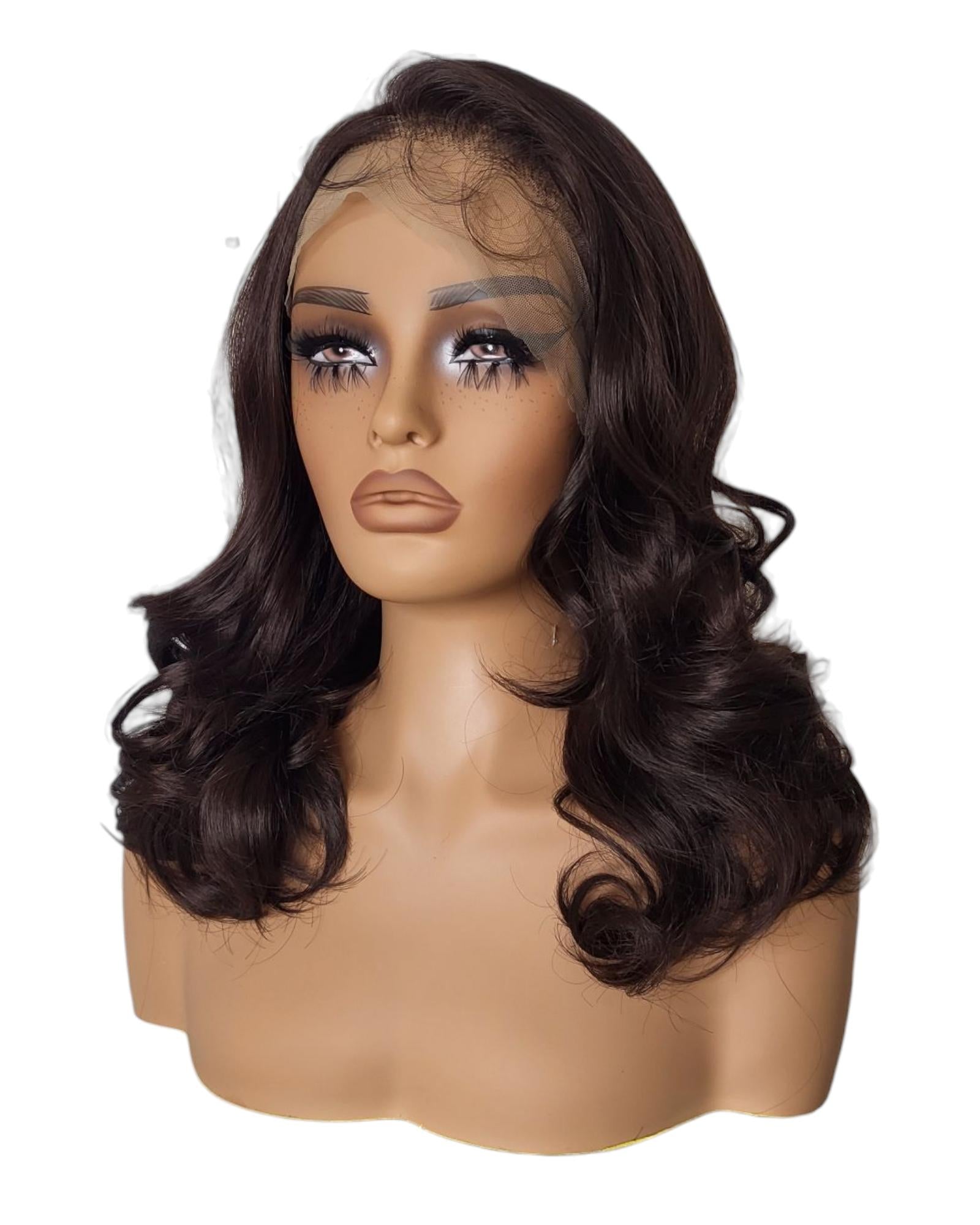 Dark Brown Bouncy Lace Front Wig. Desiree