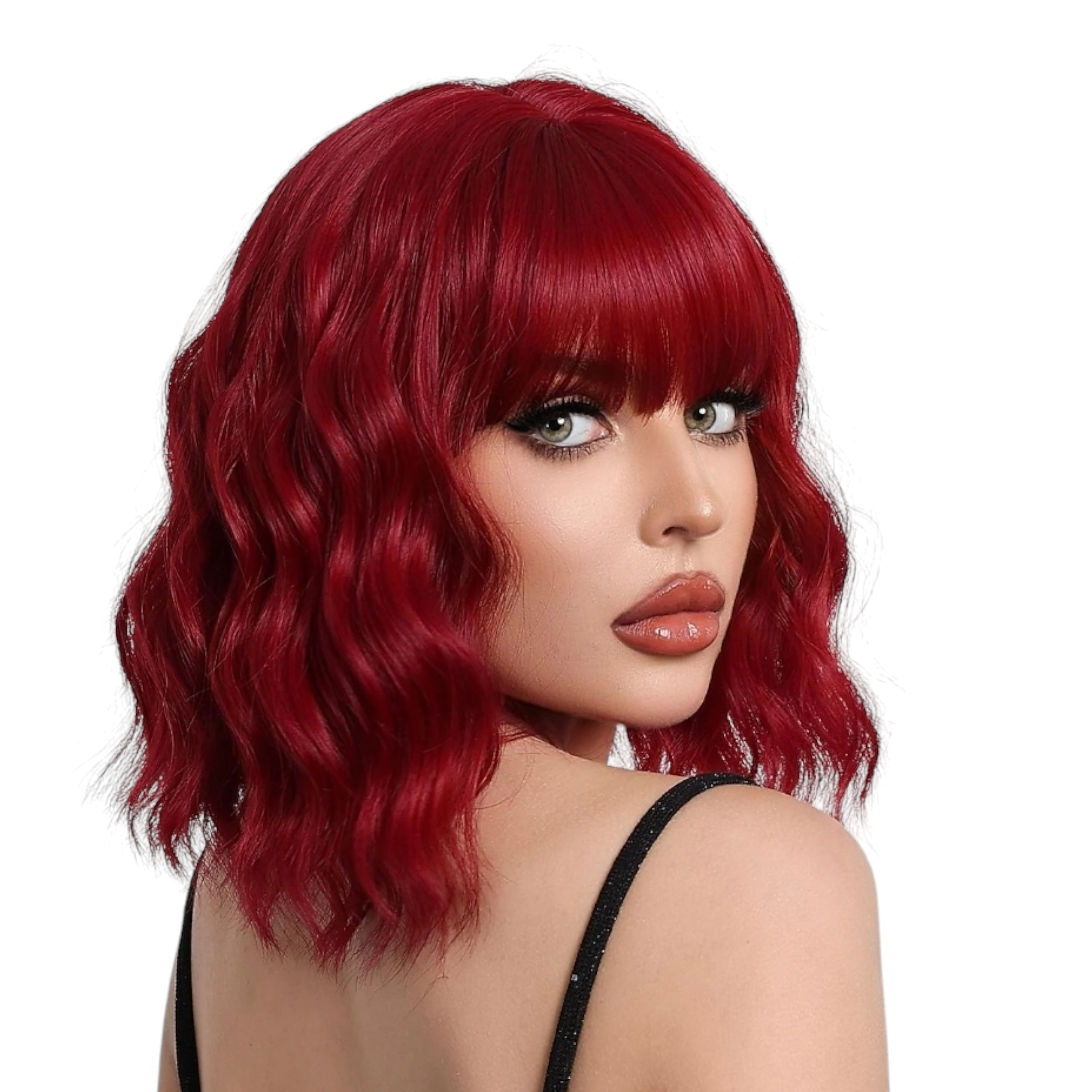 Deep Wine Red Wavy Bob Wig. Bounty