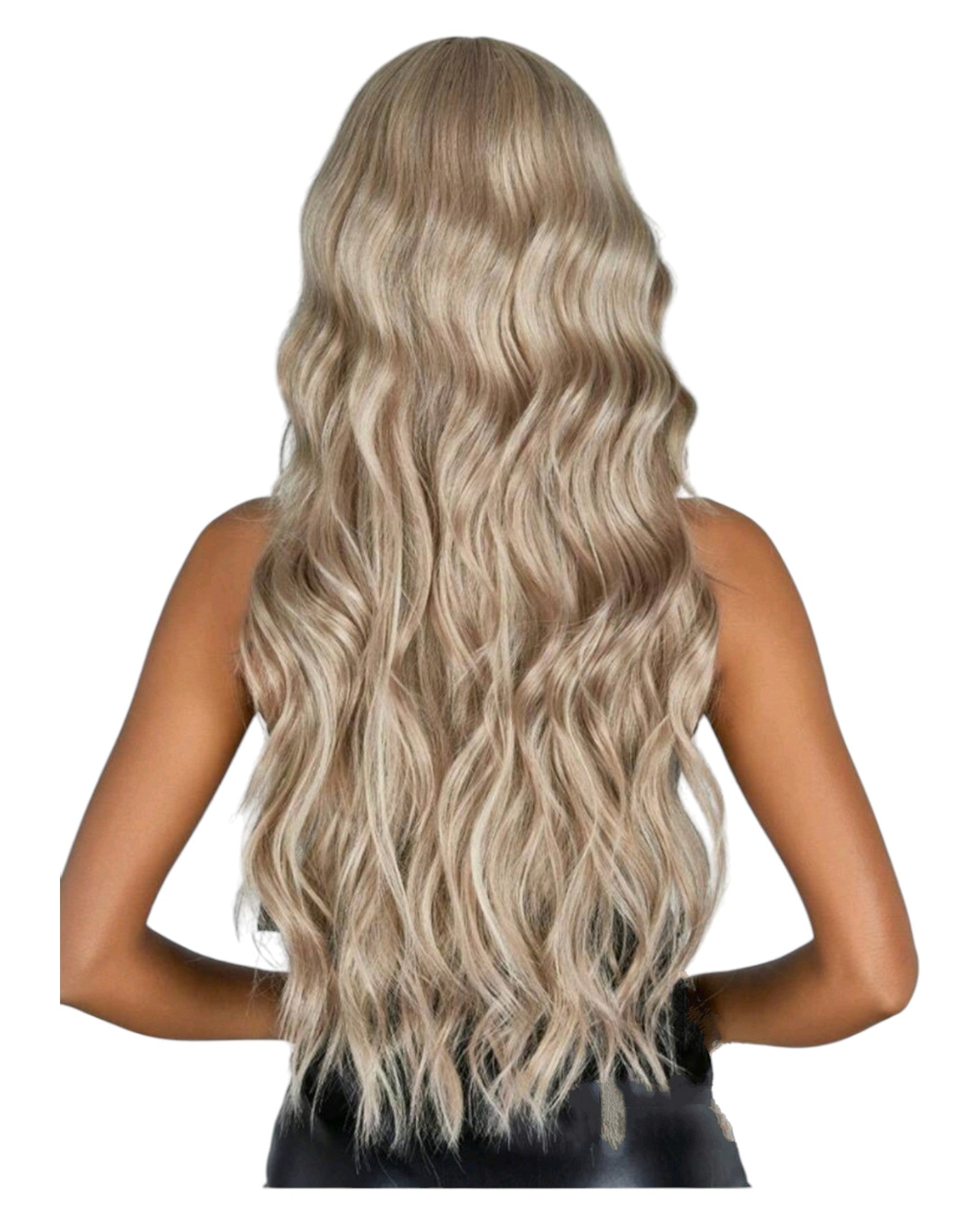 Champagne Blonde Long Wavy Wig. Uma